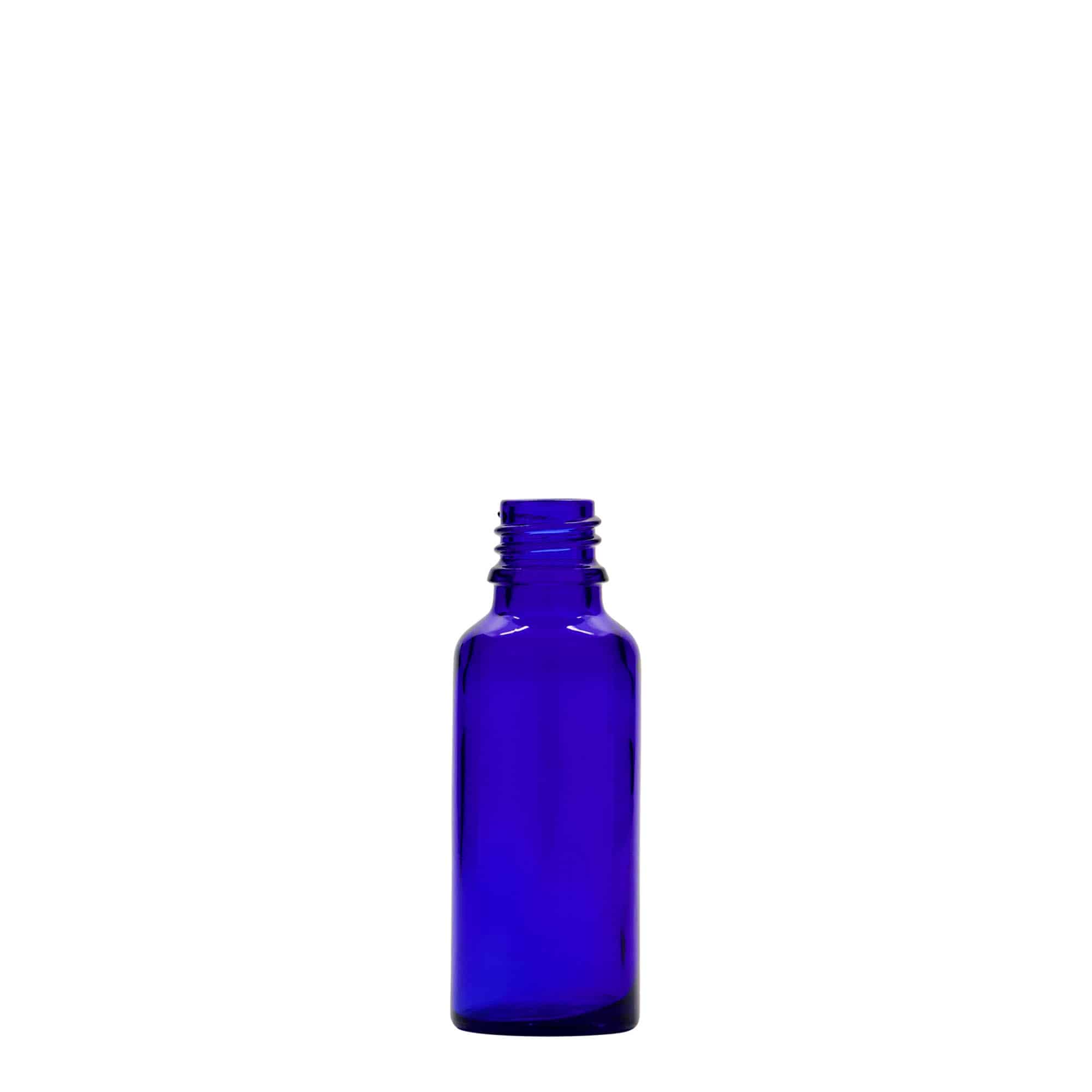 30 ml orvosi üveg, üveg, királykék, nyílás: DIN 18