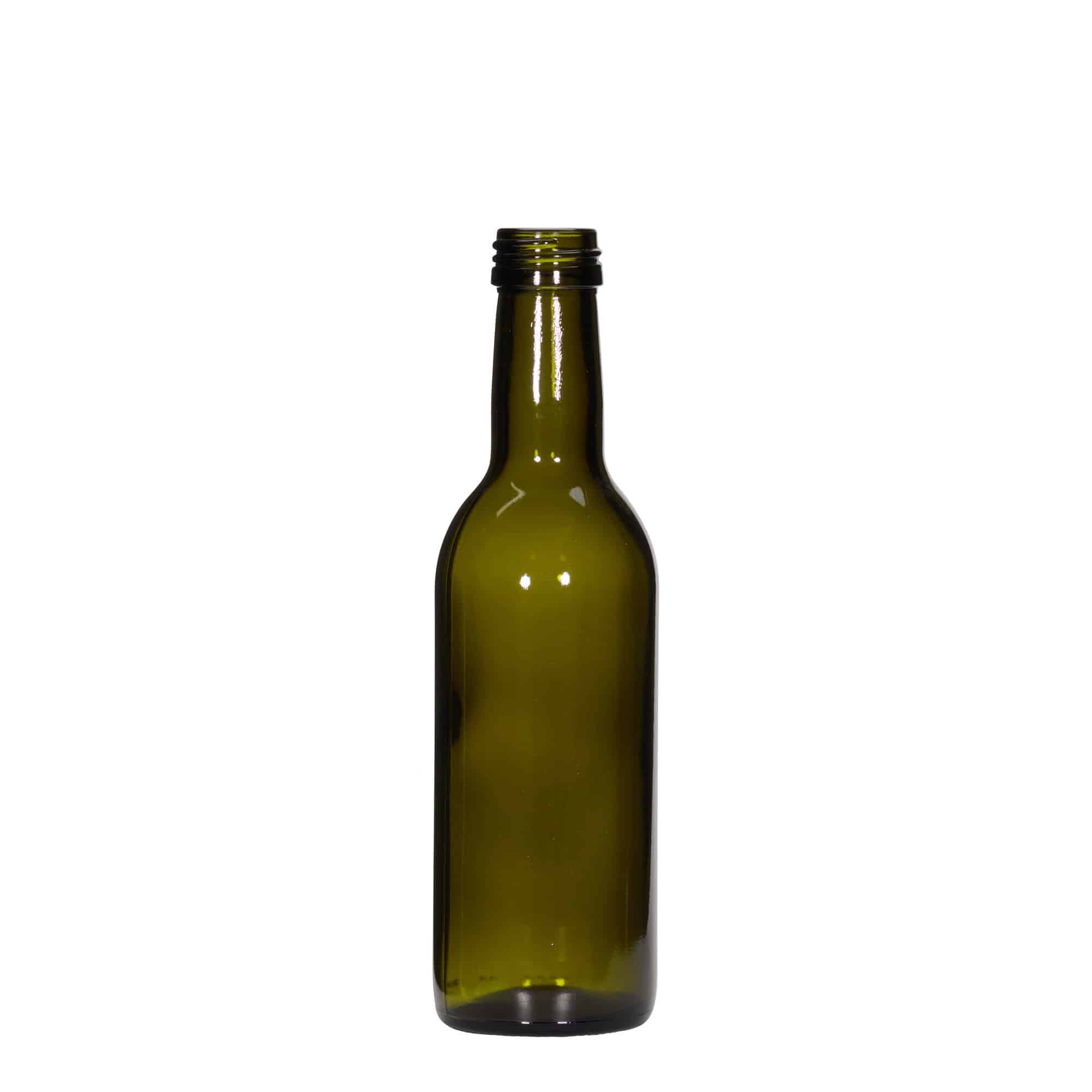 250 ml üvegpalack 'Bordeaux', antikzöld, nyílás: PP 28