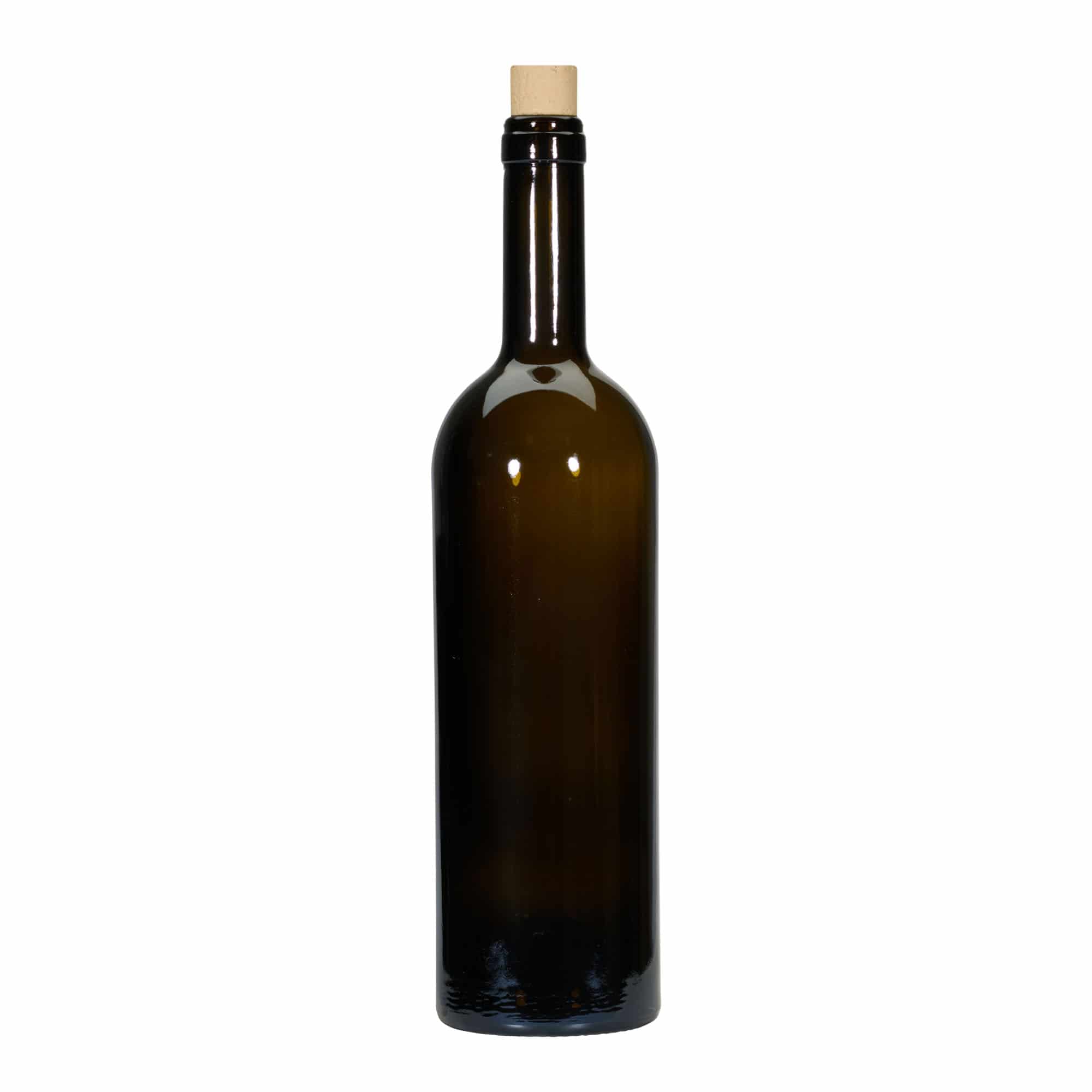 750 ml-es borospalack 'Golia', antikzöld, szájnyílás: parafadugó