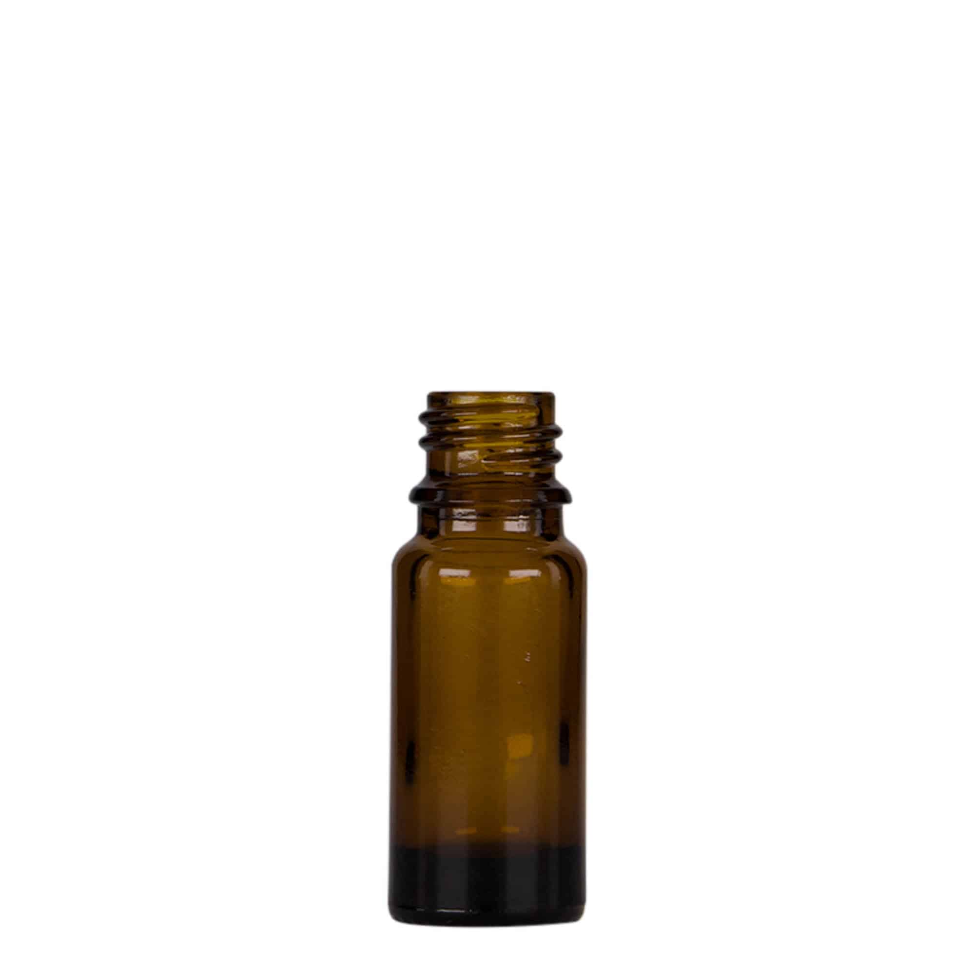 10 ml cseppentős üveg orvosi, üveg, barna-fekete, nyílás: DIN 18