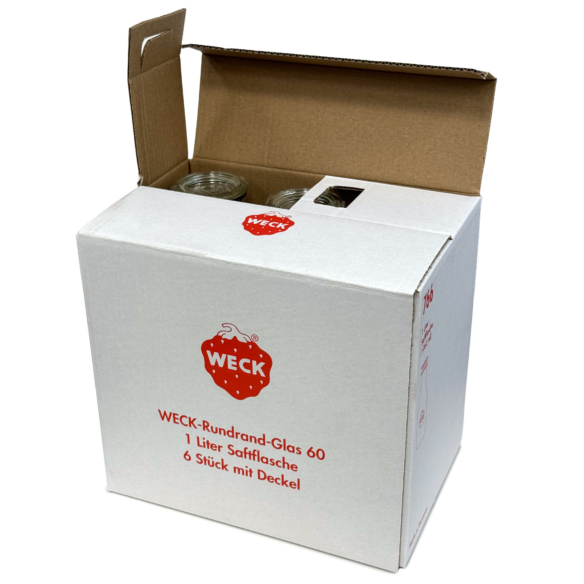 6x 1000 ml WECK gyümölcslé-palack üvegfedéllel RR 60
