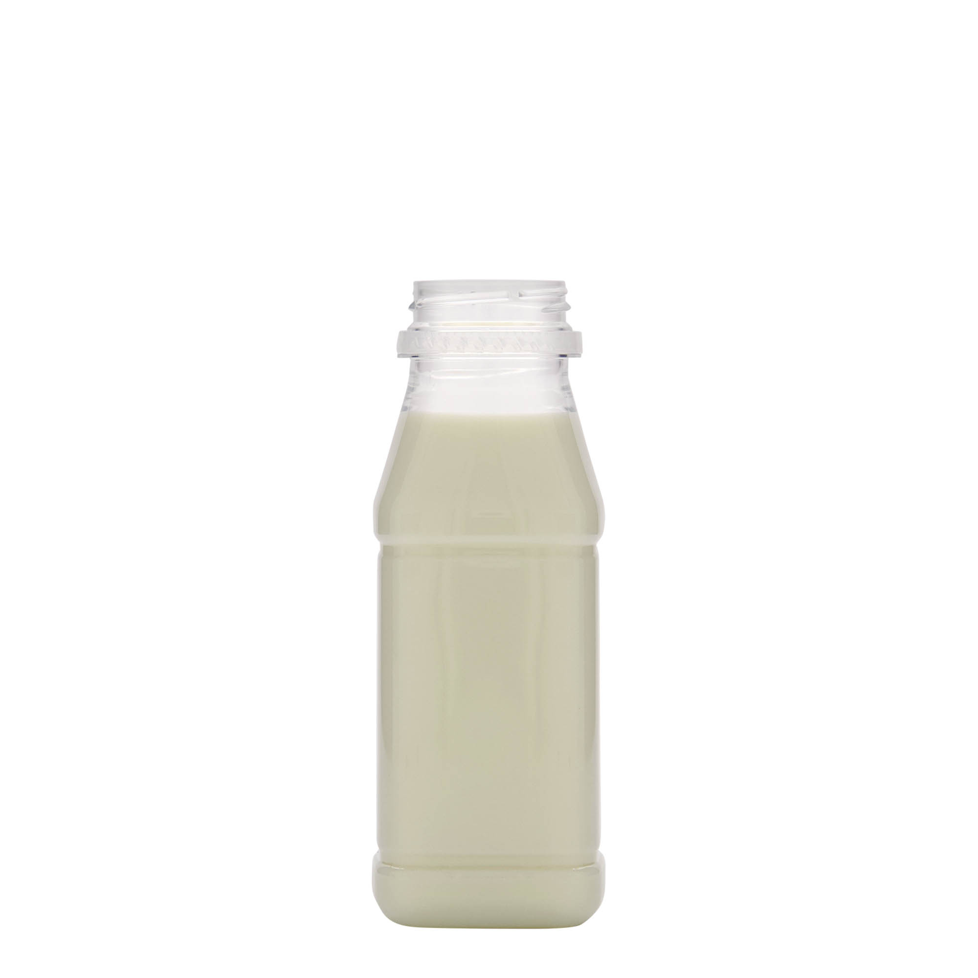 250 ml PET-palack 'Milk and Juice Carré', négyzet alakú, műanyag, nyílás: 38 mm