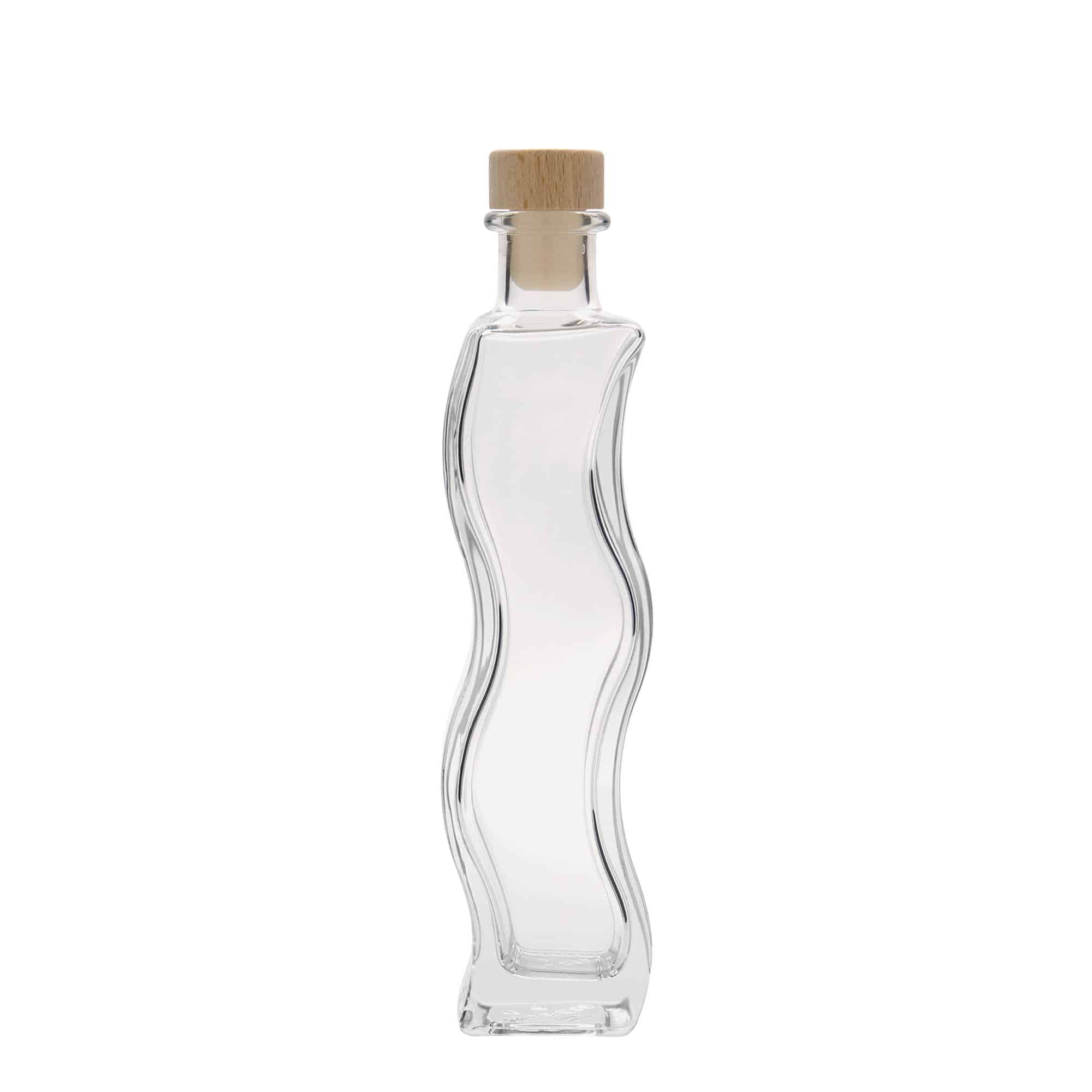 200 ml-es üvegpalack 'Welle', négyzet alakú, szájnyílás: parafadugó