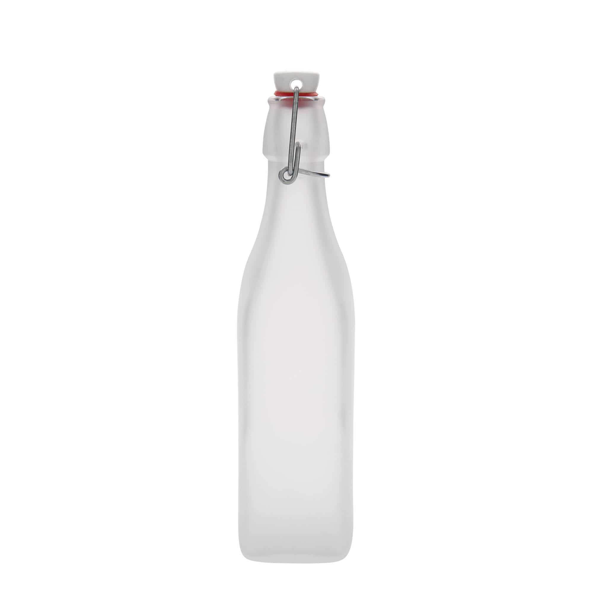 500 ml-es üvegpalack 'Swing, négyzet alakú, fehér, szájnyílás: csatos zár