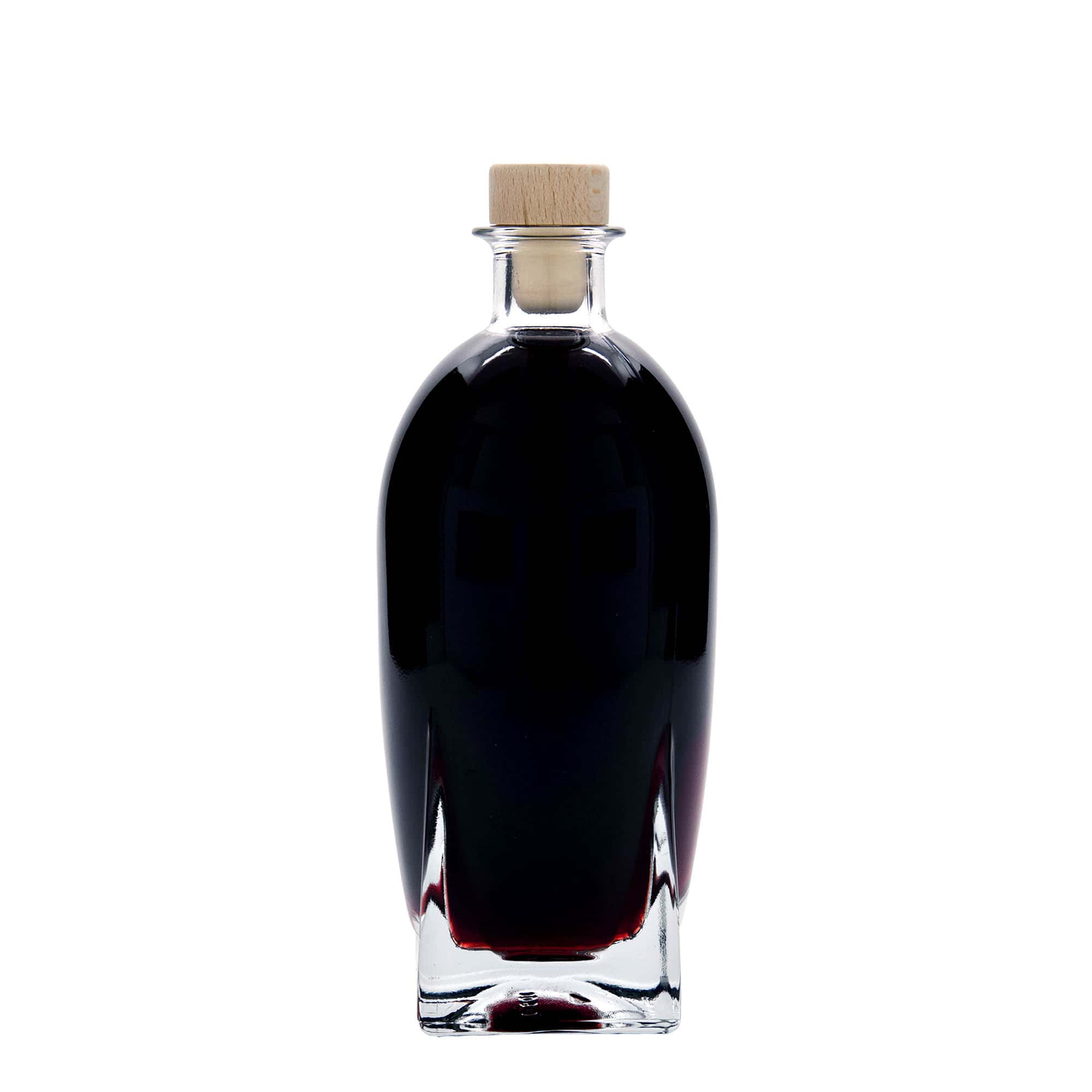 500 ml-es üvegpalack 'Zino', négyzet alakú, szájnyílás: parafadugó