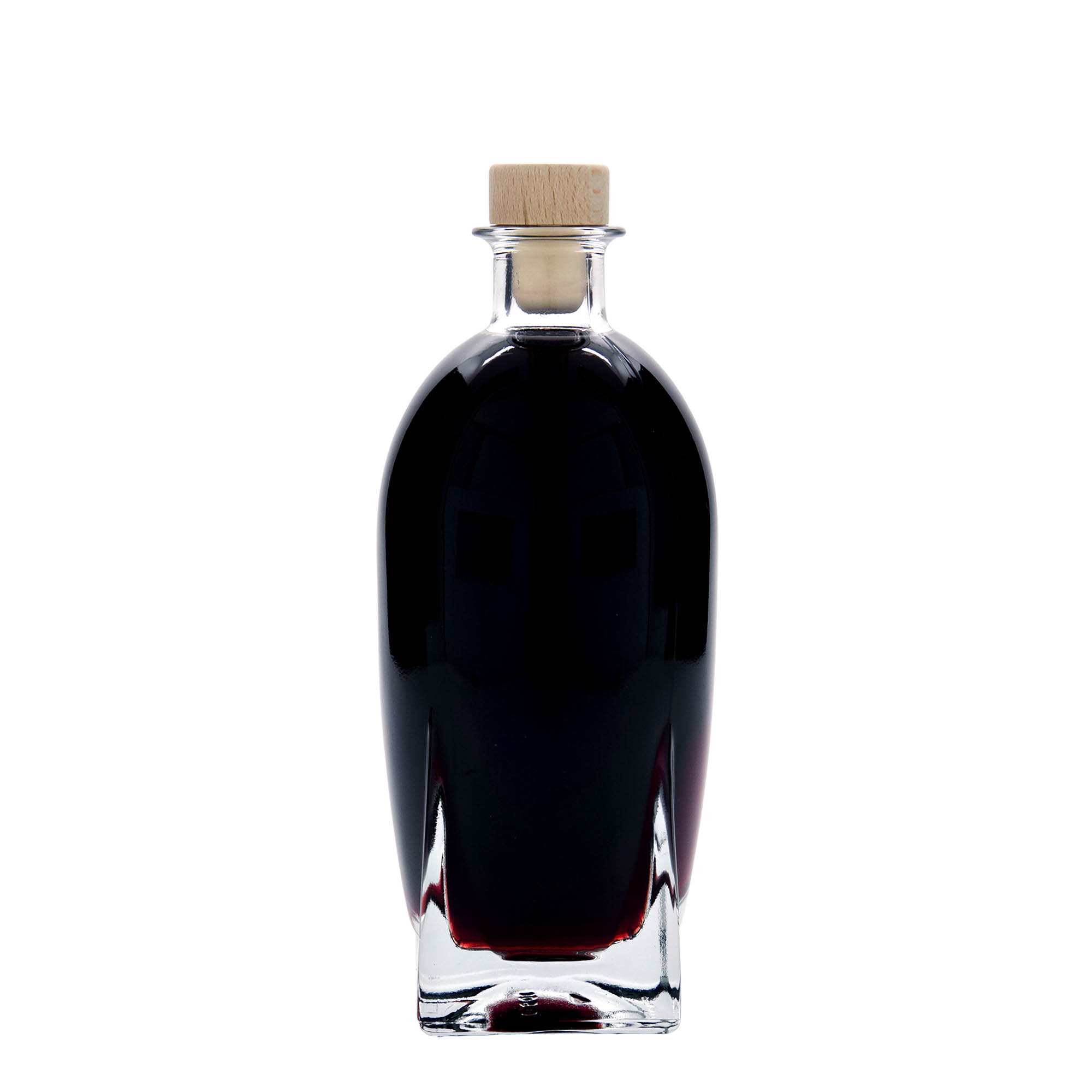 500 ml üvegpalack 'Zino', négyzet alakú, nyílás: parafa