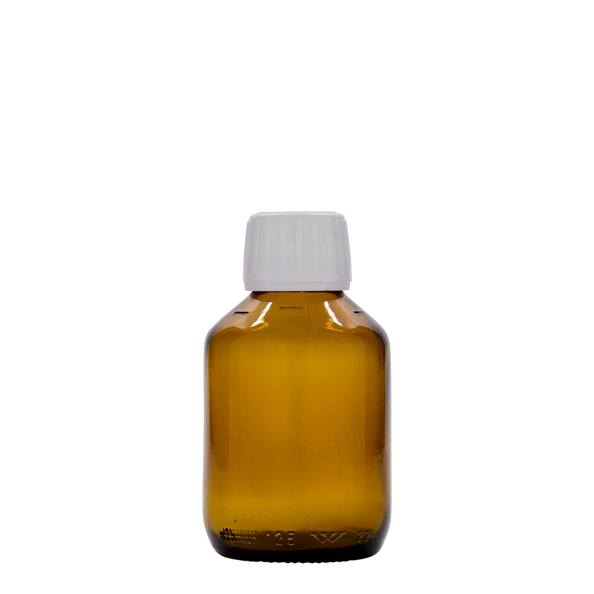 125 ml orvosi üveg, barna, üveg, nyílás: PP 28