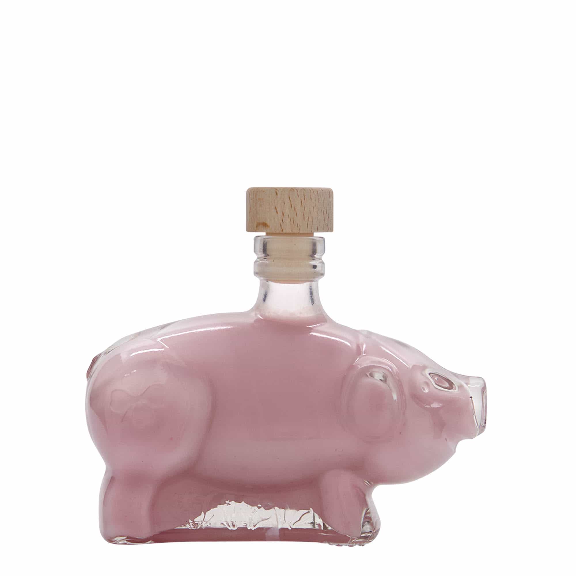 200 ml-es üvegpalack 'Glücksschweinchen', szájnyílás: parafadugó
