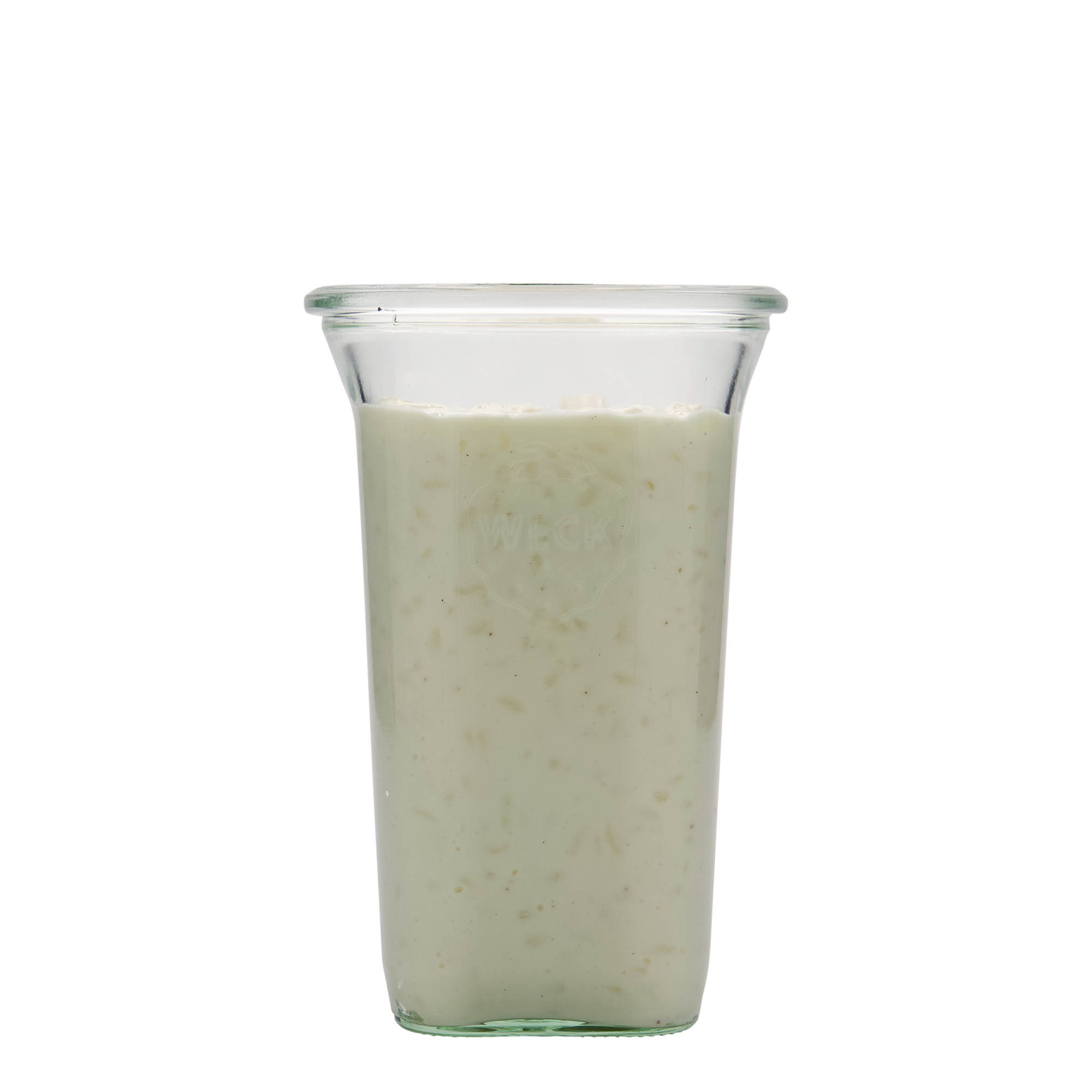 795 ml WECK-Quadro üveg, négyzet alakú, nyílás: kerek perem