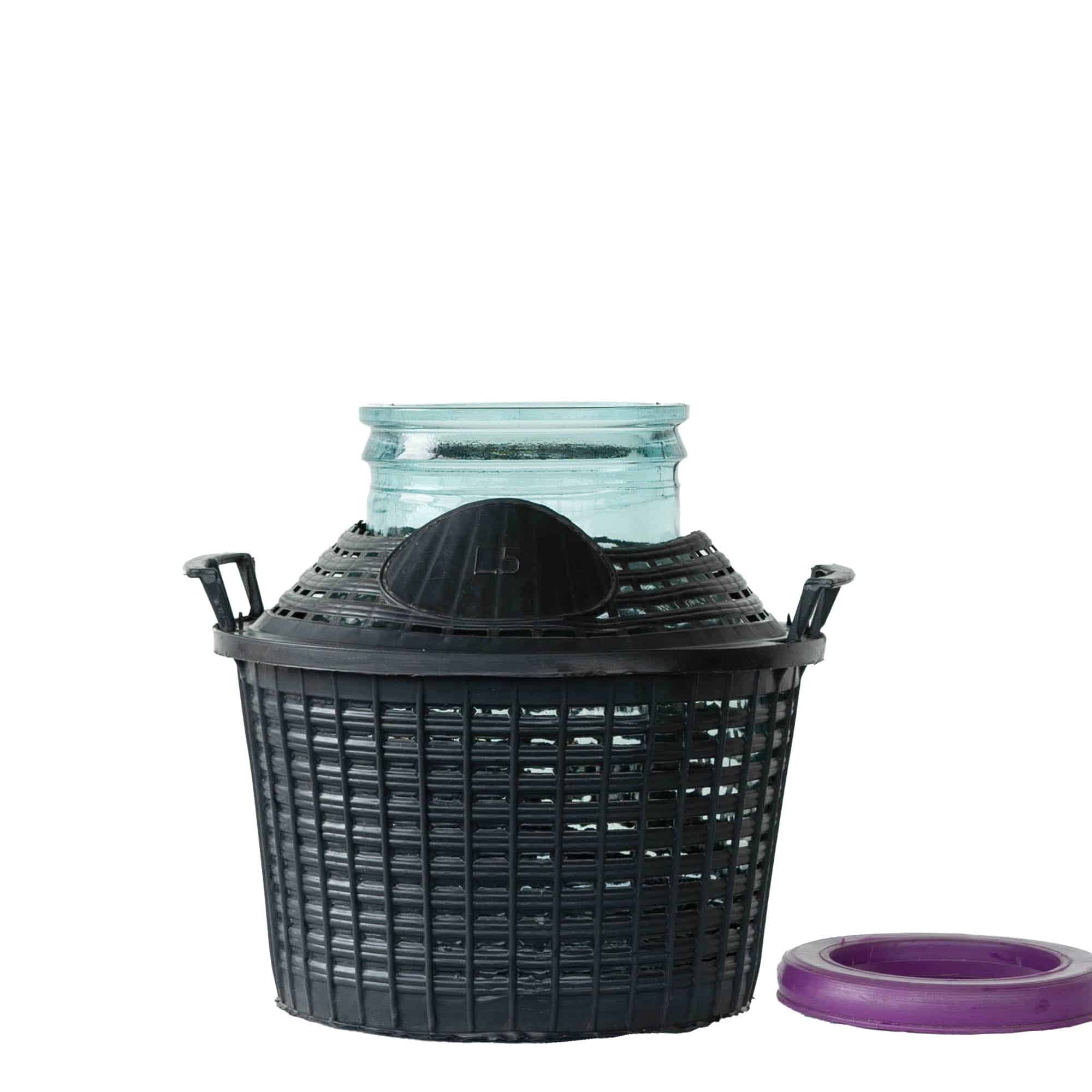 5 l ballonpalack széles nyakkal, üveg, nyílás: fedéllel