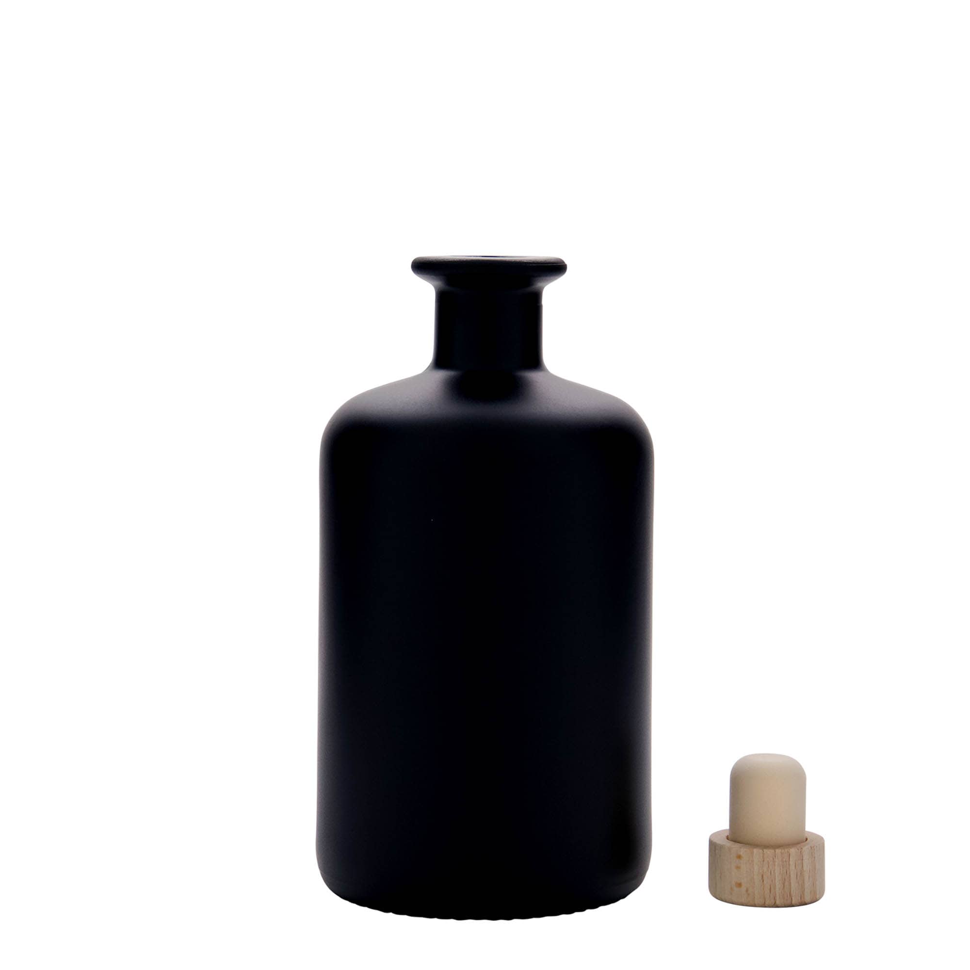 500 ml-es patikai üvegpalack, fekete, szájnyílás: parafadugó