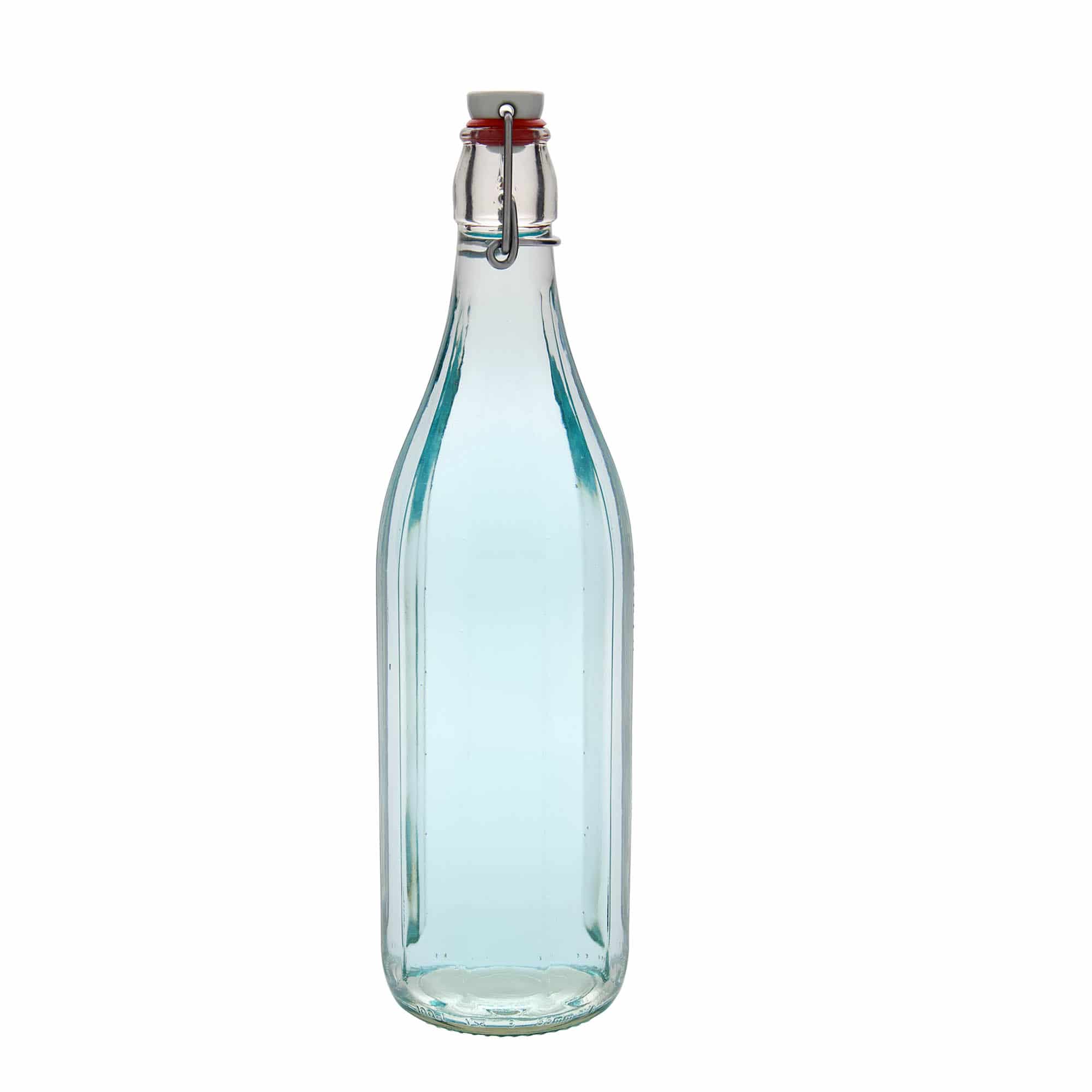 1000 ml-es üvegpalack 'Bravo', tízszögletű, szájnyílás: csatos zár