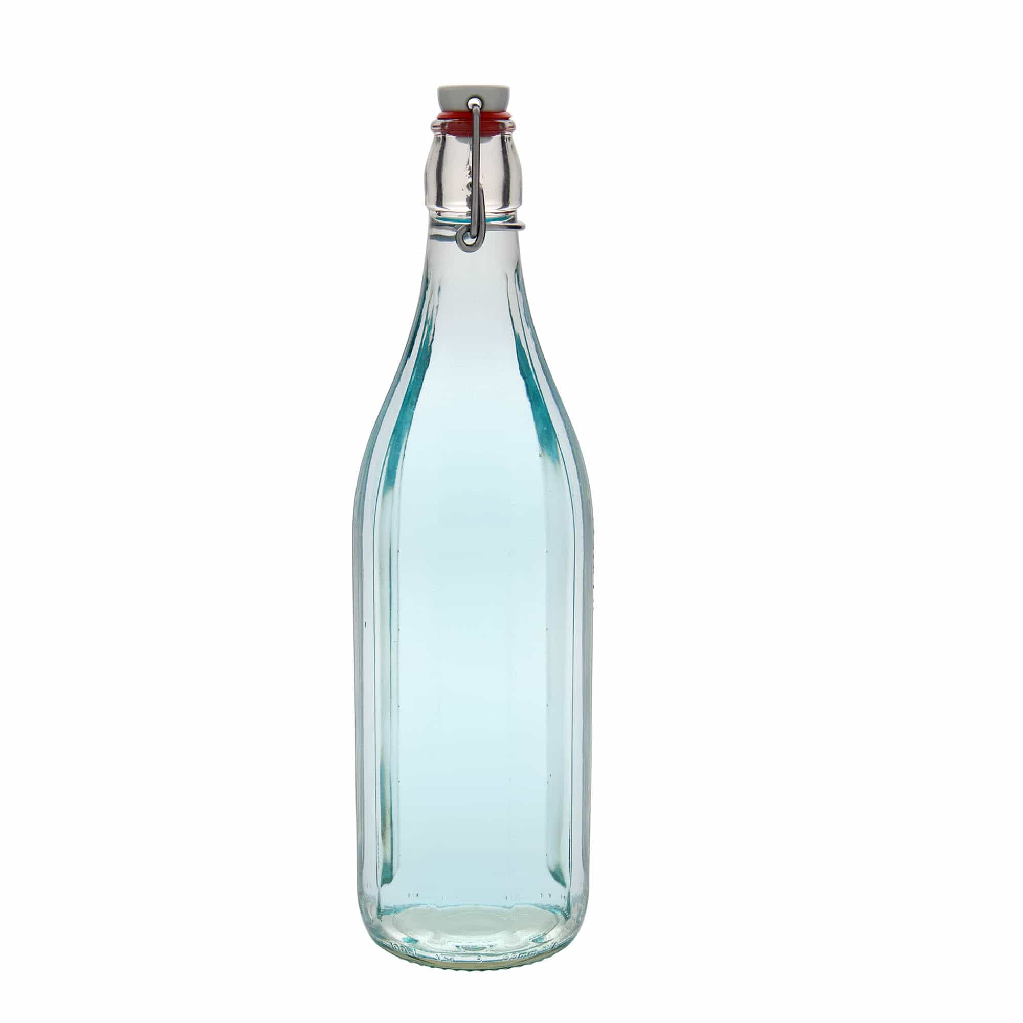1.000 ml üvegpalack 'Bravo' #, tízszögletű, nyílás: kampós zár