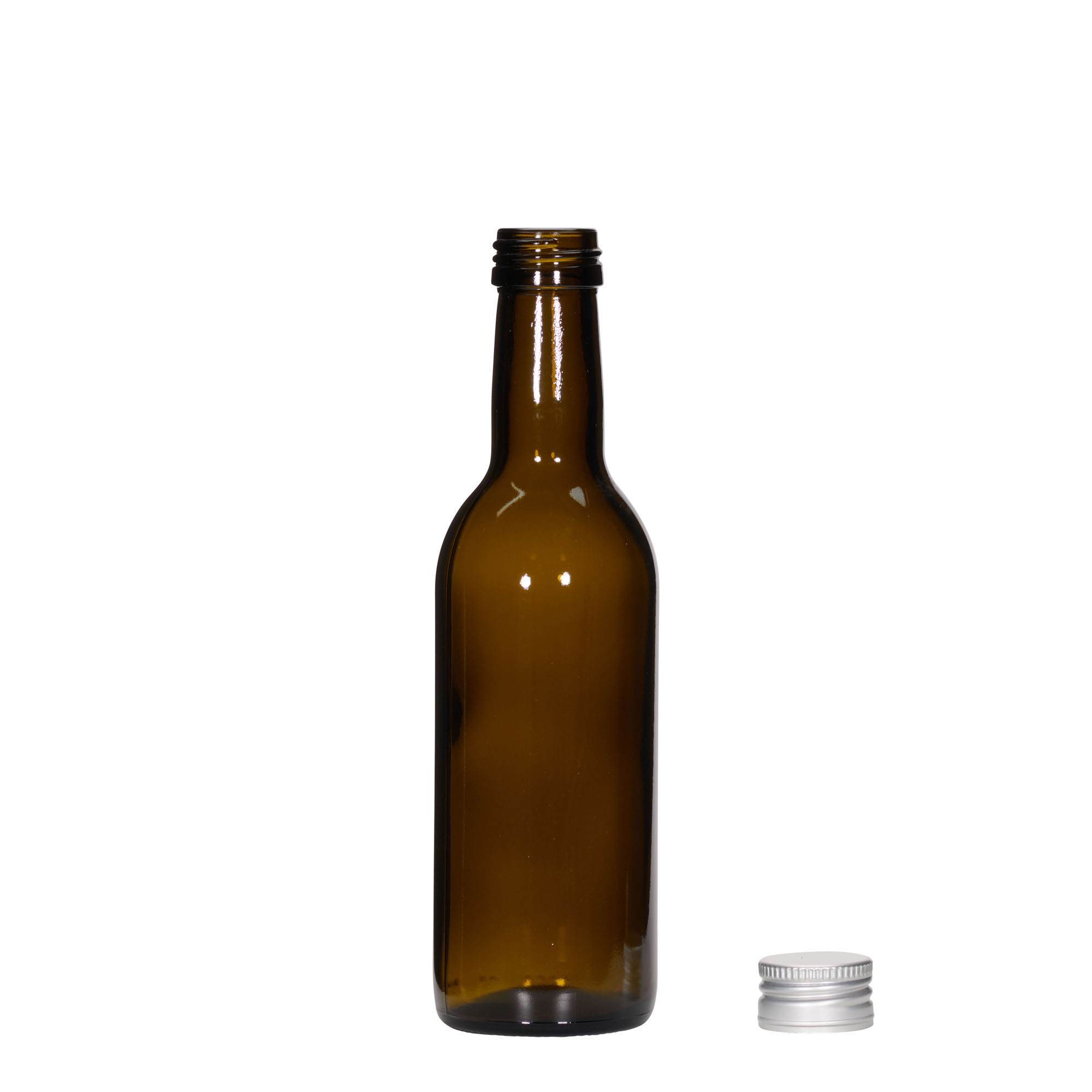 250 ml üvegpalack 'Bordeaux', antikzöld, nyílás: PP 28