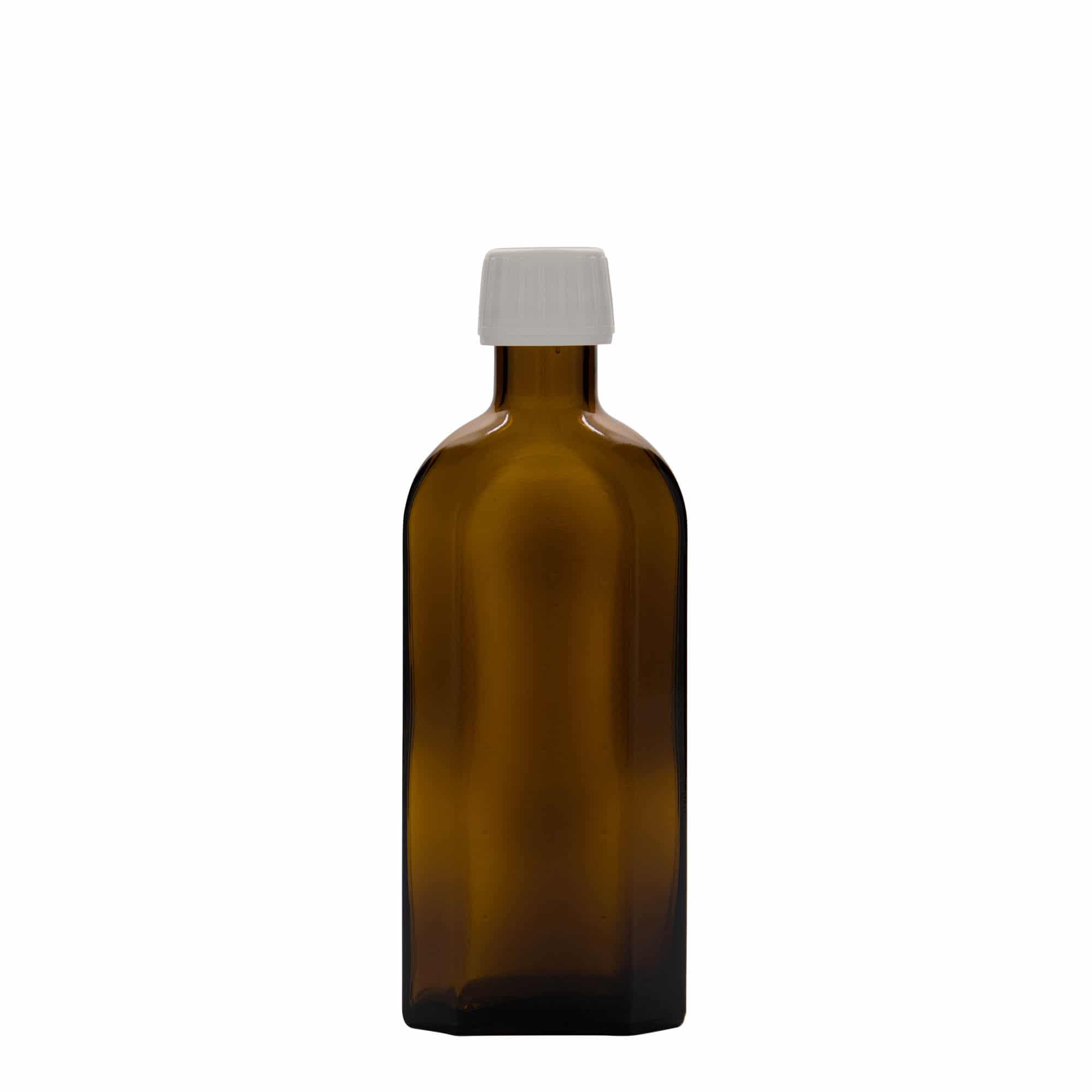 250 ml-es patikai üveg Meplat, ovális, üveg, barna, szájnyílás: PP 28