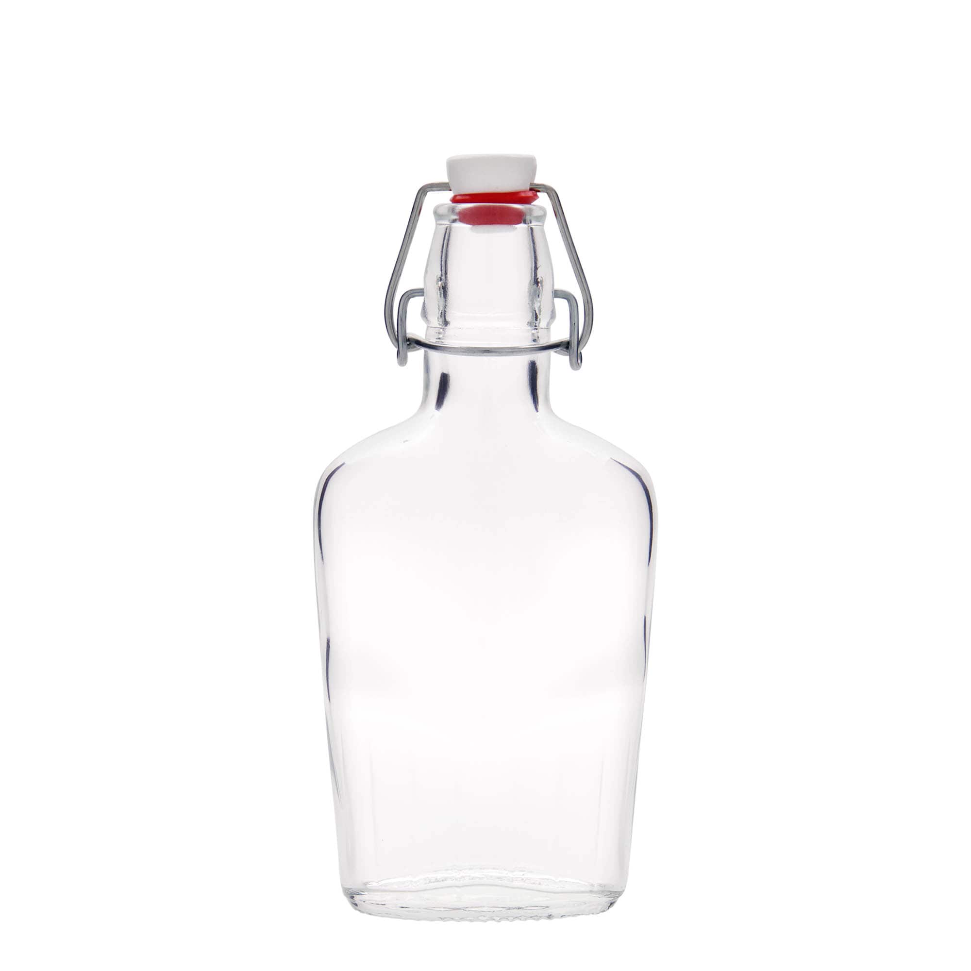 250 ml-es üvegpalack 'Fiaschetta', ovális, szájnyílás: csatos zár