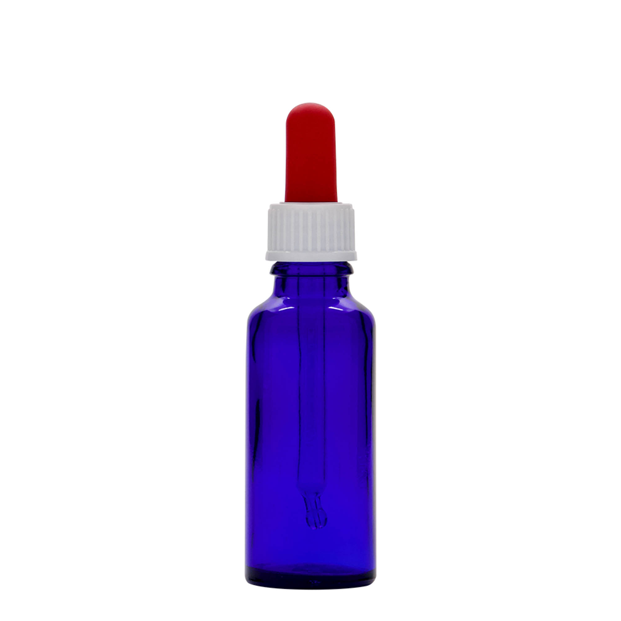 30 ml pipettás üveg orvosi, üveg, királykék-piros, nyílás: DIN 18 30 ml pipettás üveg orvosi, üveg, királykék-piros, nyílás: DIN 18