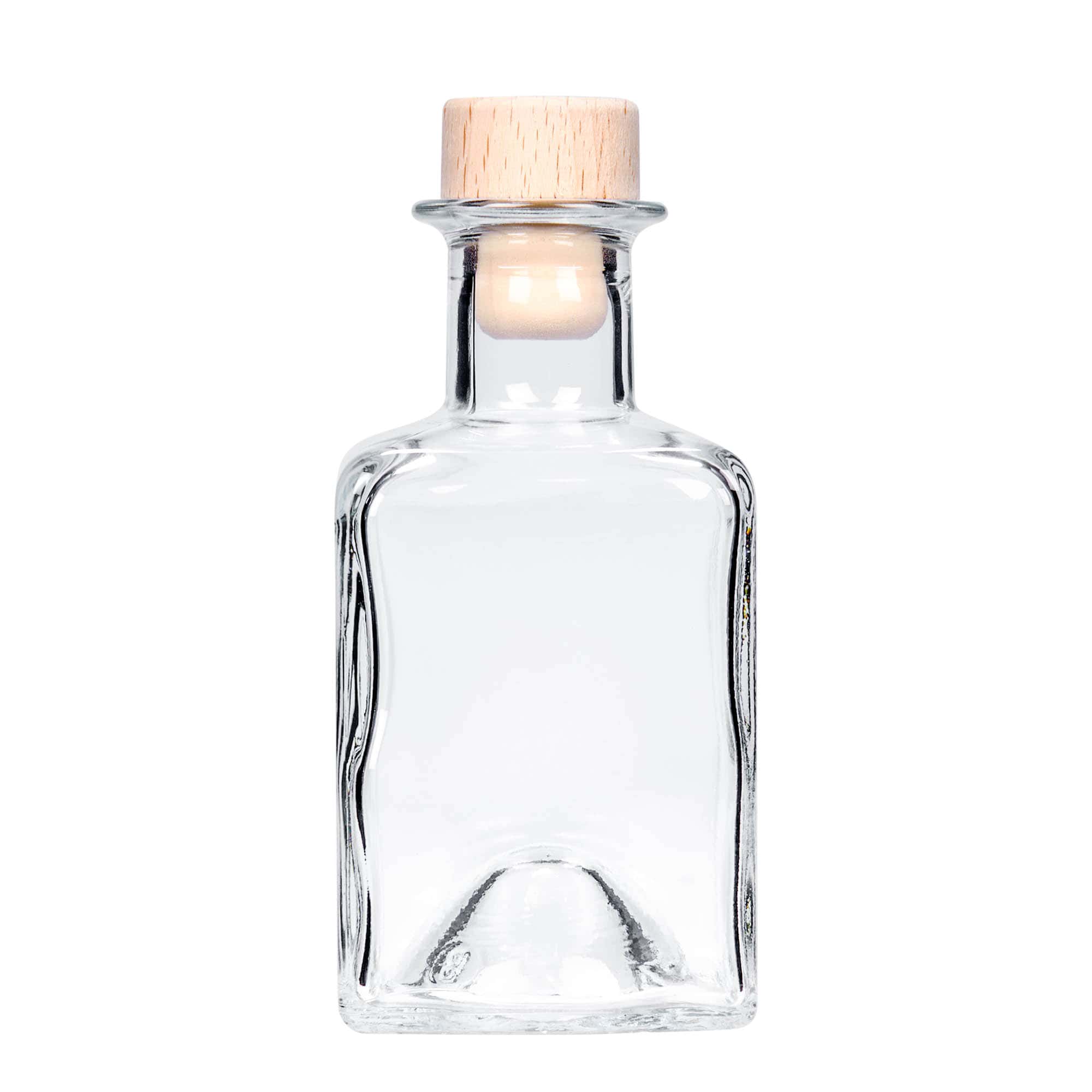 200 ml-es üvegpalack 'Kubica', négyzet alakú, szájnyílás: parafadugó