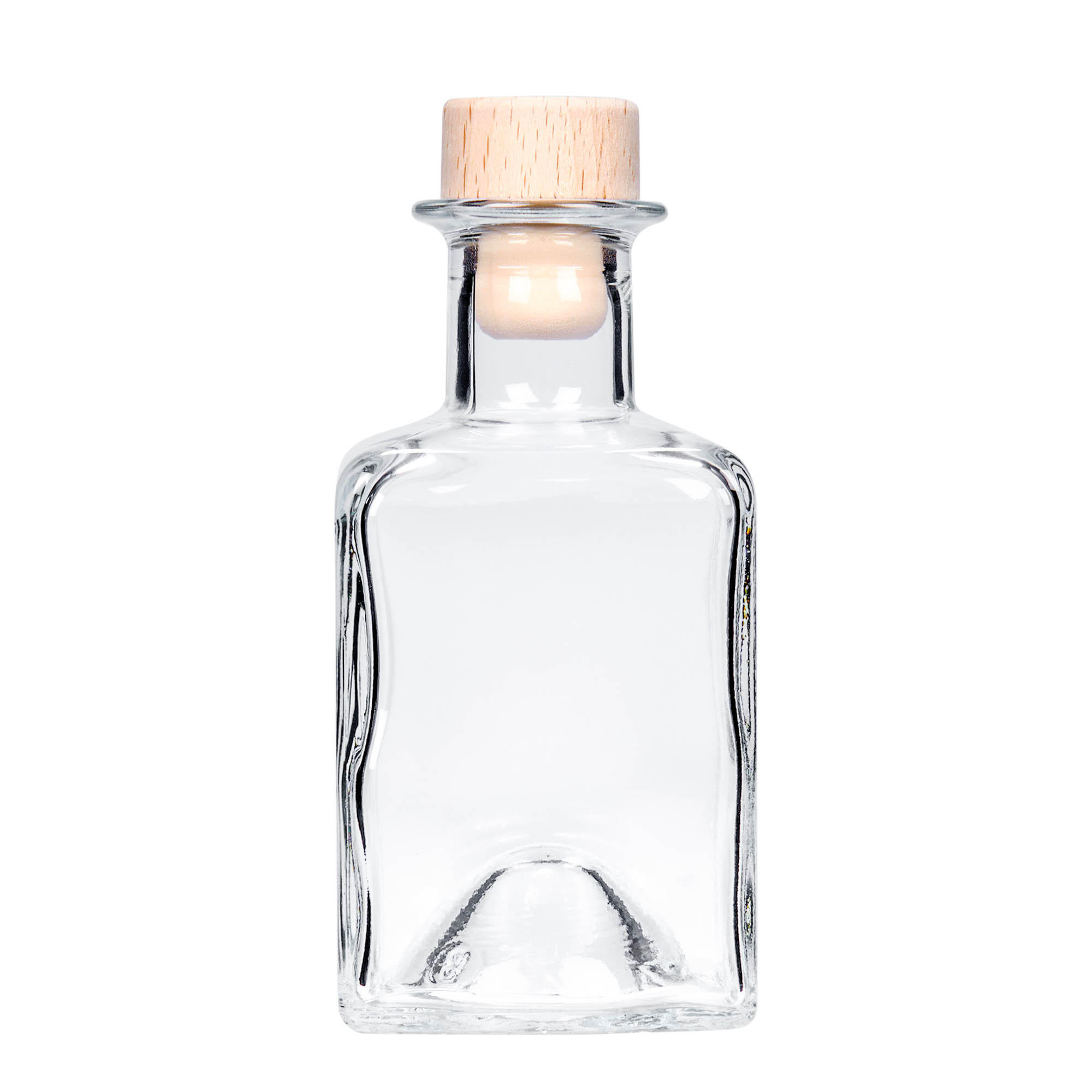 200 ml üvegpalack 'Kubica', négyzet alakú, nyak: parafa