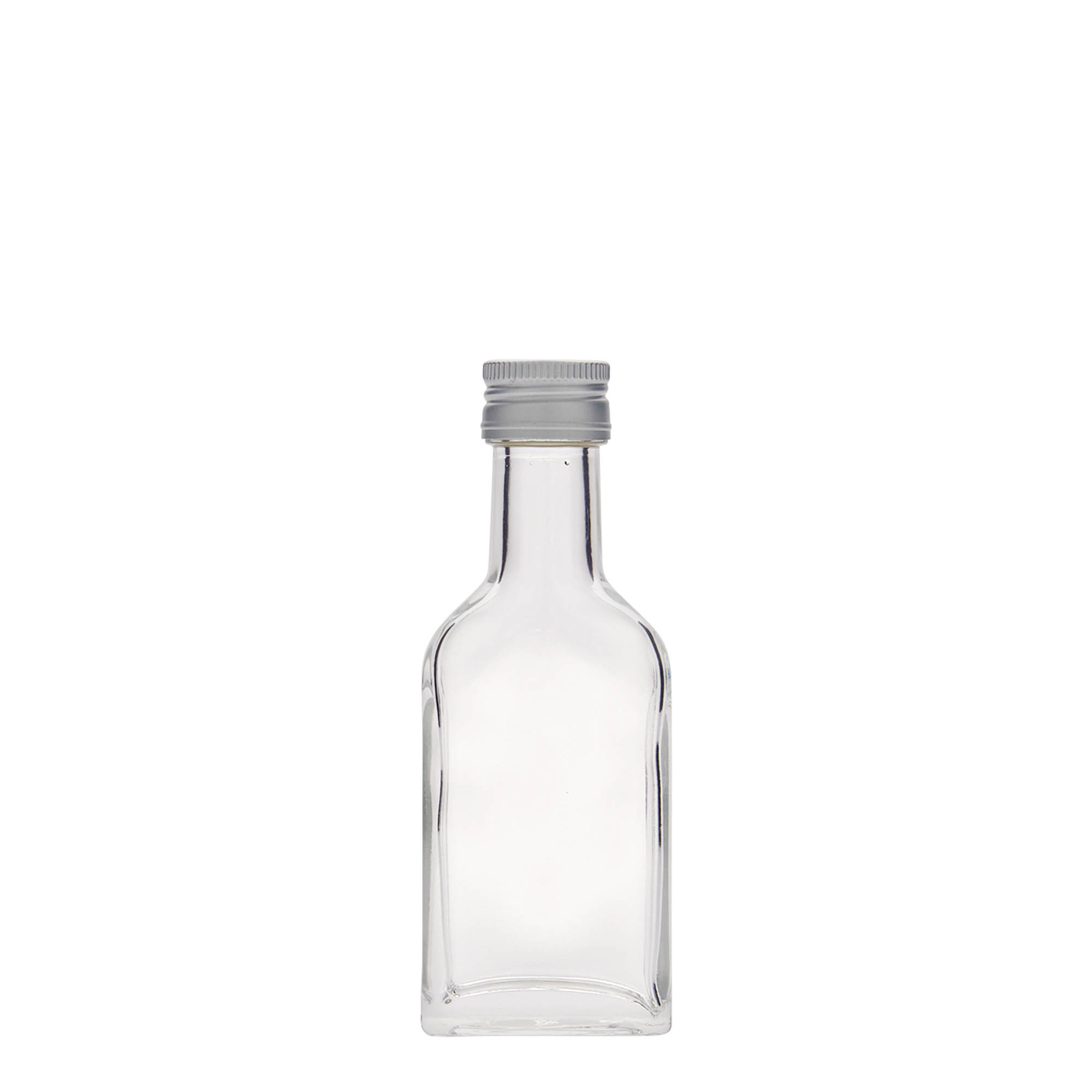40 ml zsebflakon hosszú nyakkal, téglalap alakú, üveg, nyílás: PP 22 40 ml zsebflakon hosszú nyakkal, téglalap alakú, üveg, nyílás: PP 22