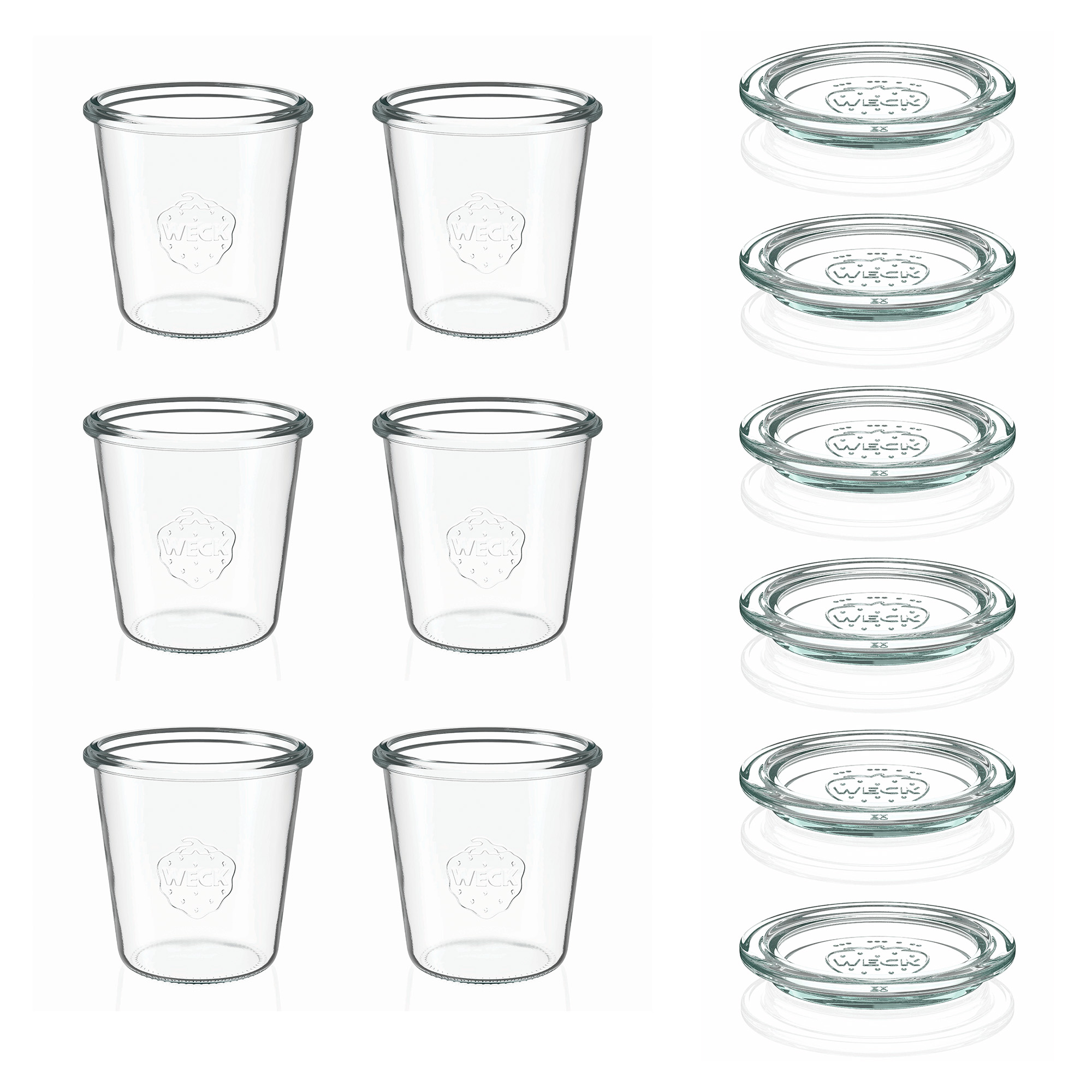 6x 290 ml magas Felfordítható WECK-üveg üvegfedéllel RR 80