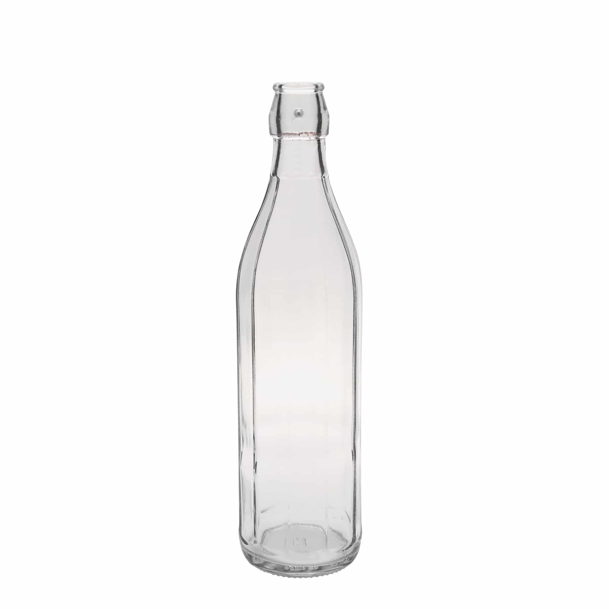 750 ml üvegpalack 'Bravo', tízszögletű, nyak: patentzár