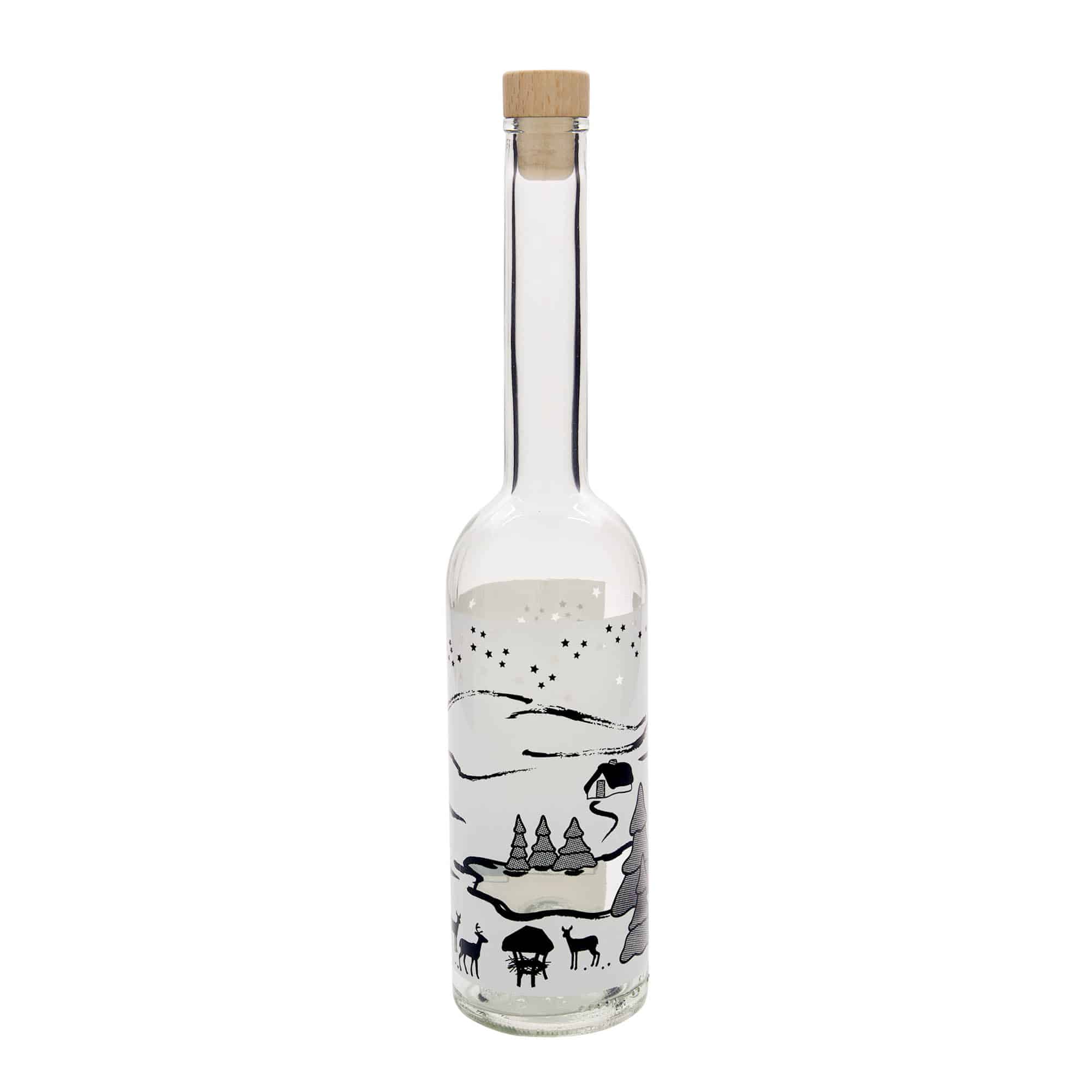 500 ml üvegpalack 'Opera', motívum: Téli álom-Bianco, nyak: parafa