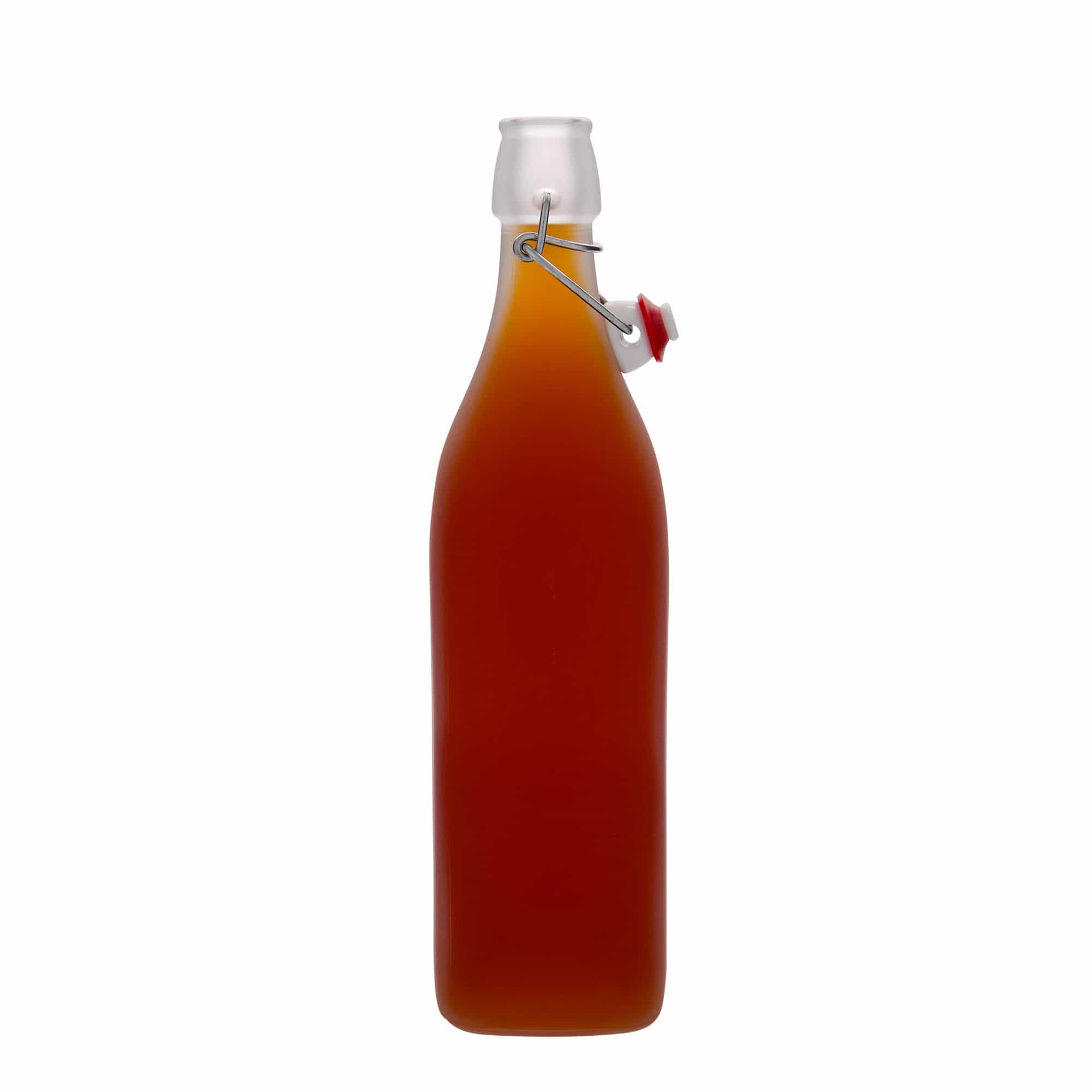 1.000 ml üvegpalack 'Swing, négyzet alakú, jégfagyott, nyílás: patentzár