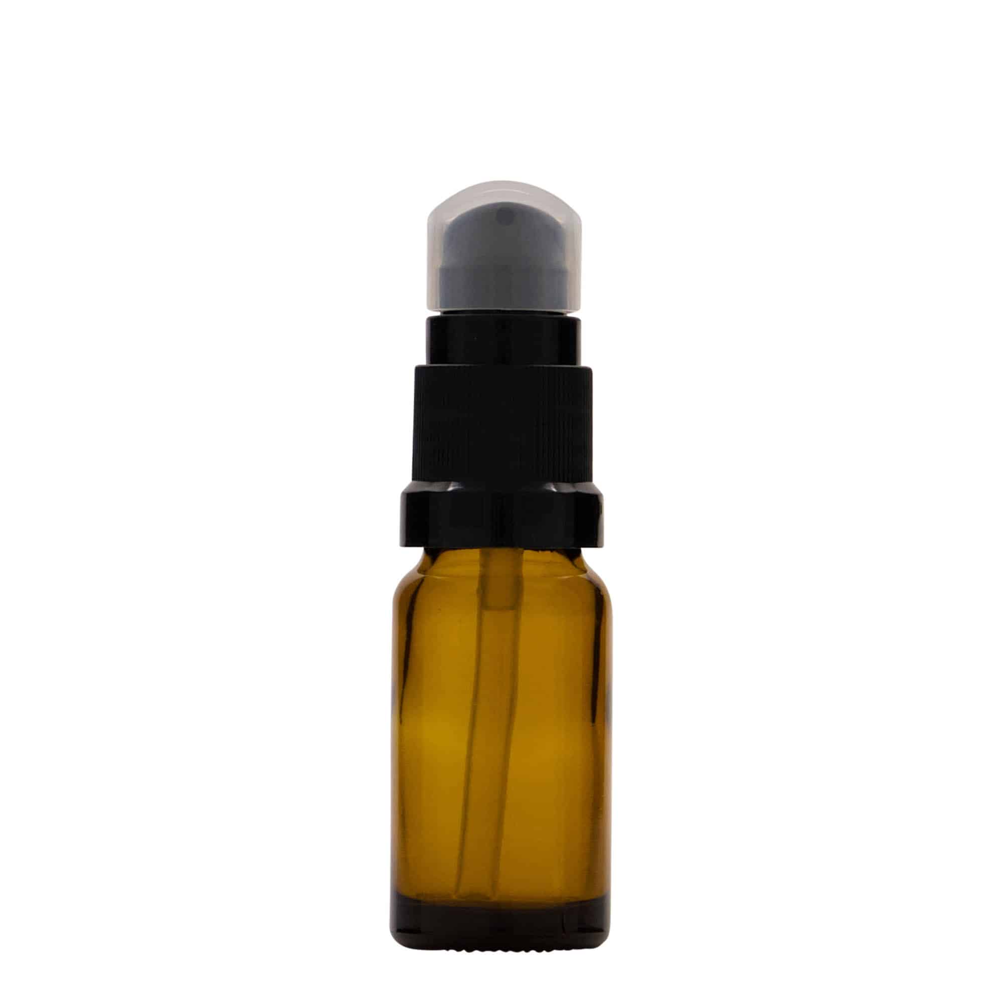 10 ml-es patikai üveg krémpumpával, üveg, barna, szájnyílás: DIN 18