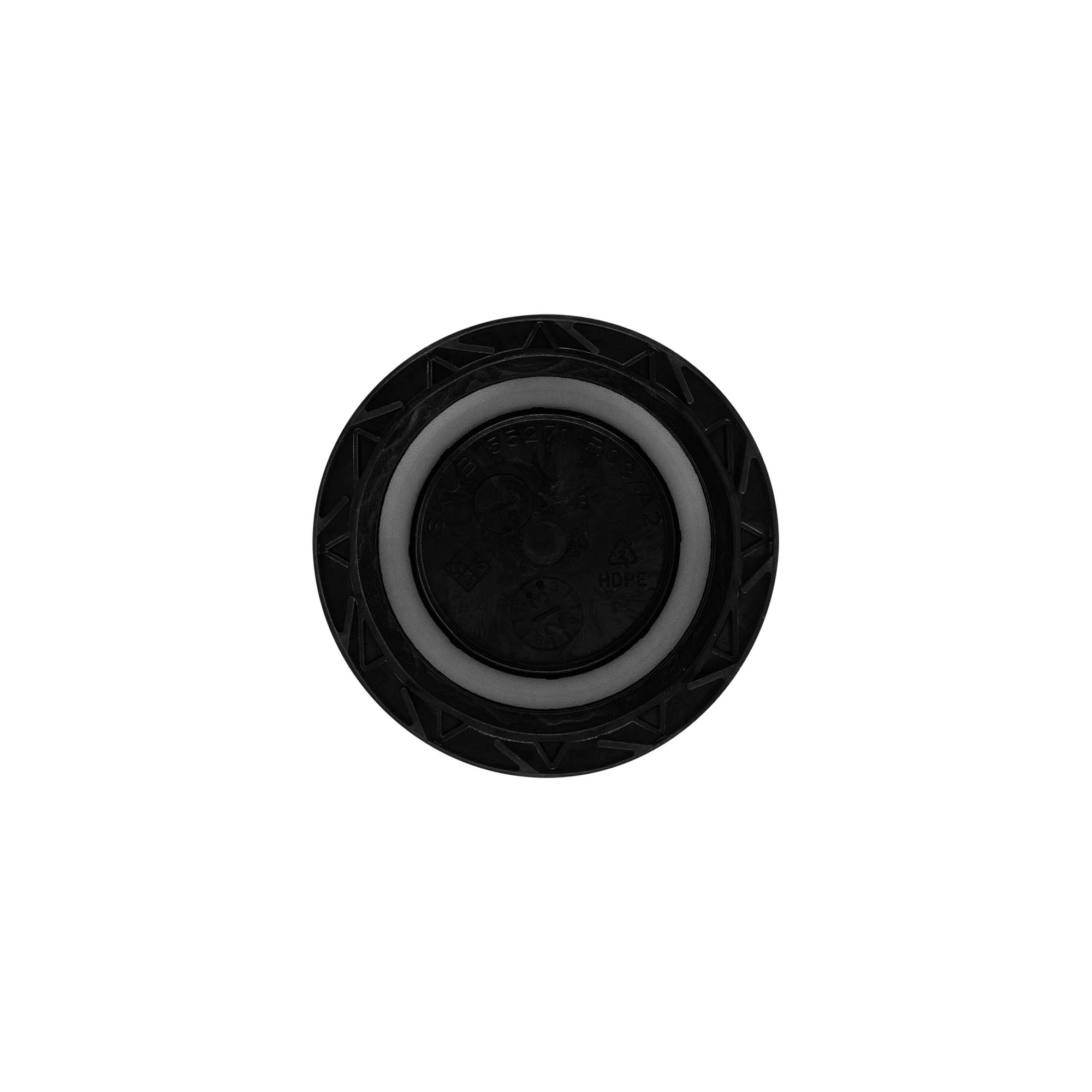 Csavarzár, PP-műanyag, fekete, nyílásmérethez: ND55 Csavarzár, PP-műanyag, fekete, nyílásmérethez: ND55