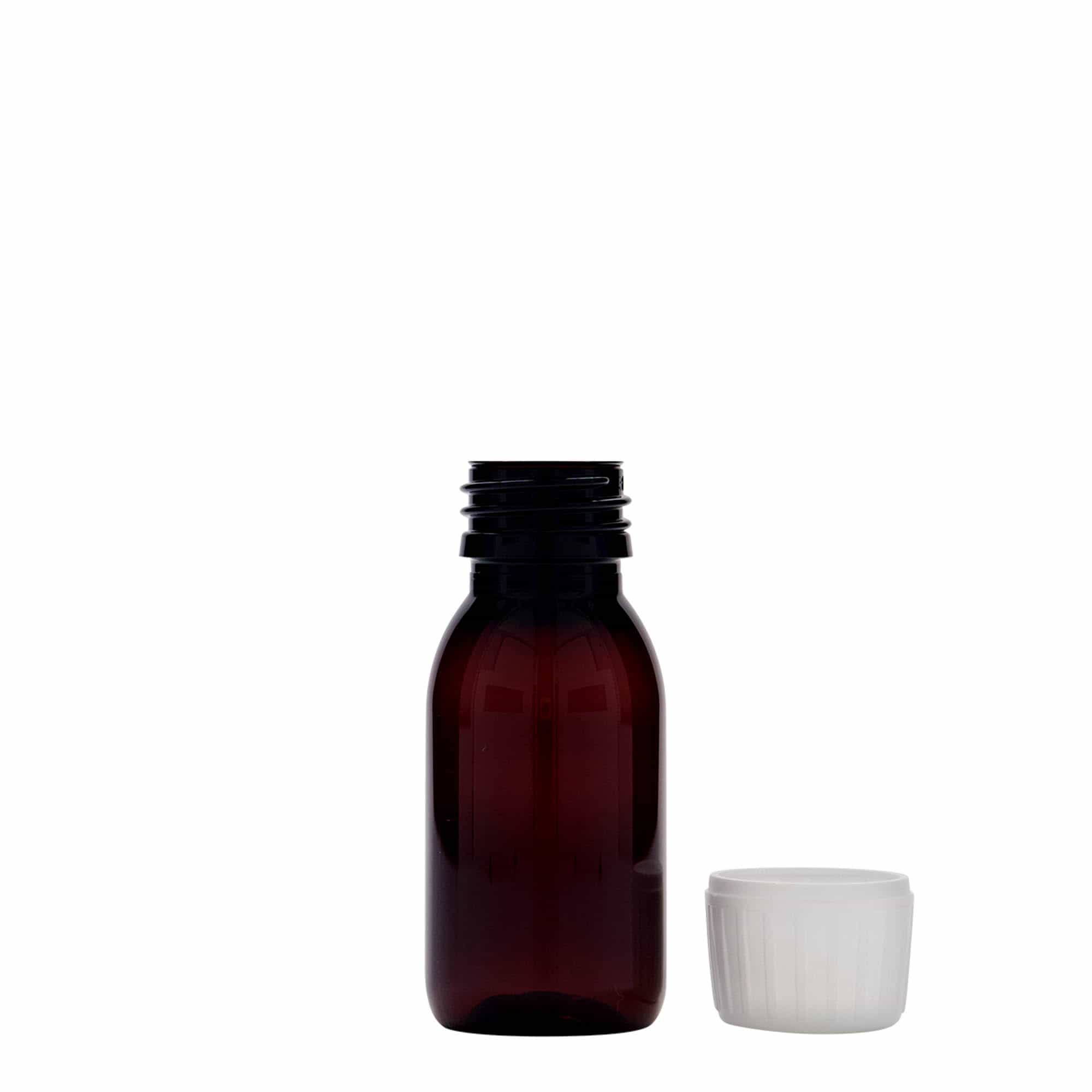 60 ml PET orvosi üveg, barna, műanyag, nyílás: PP 28