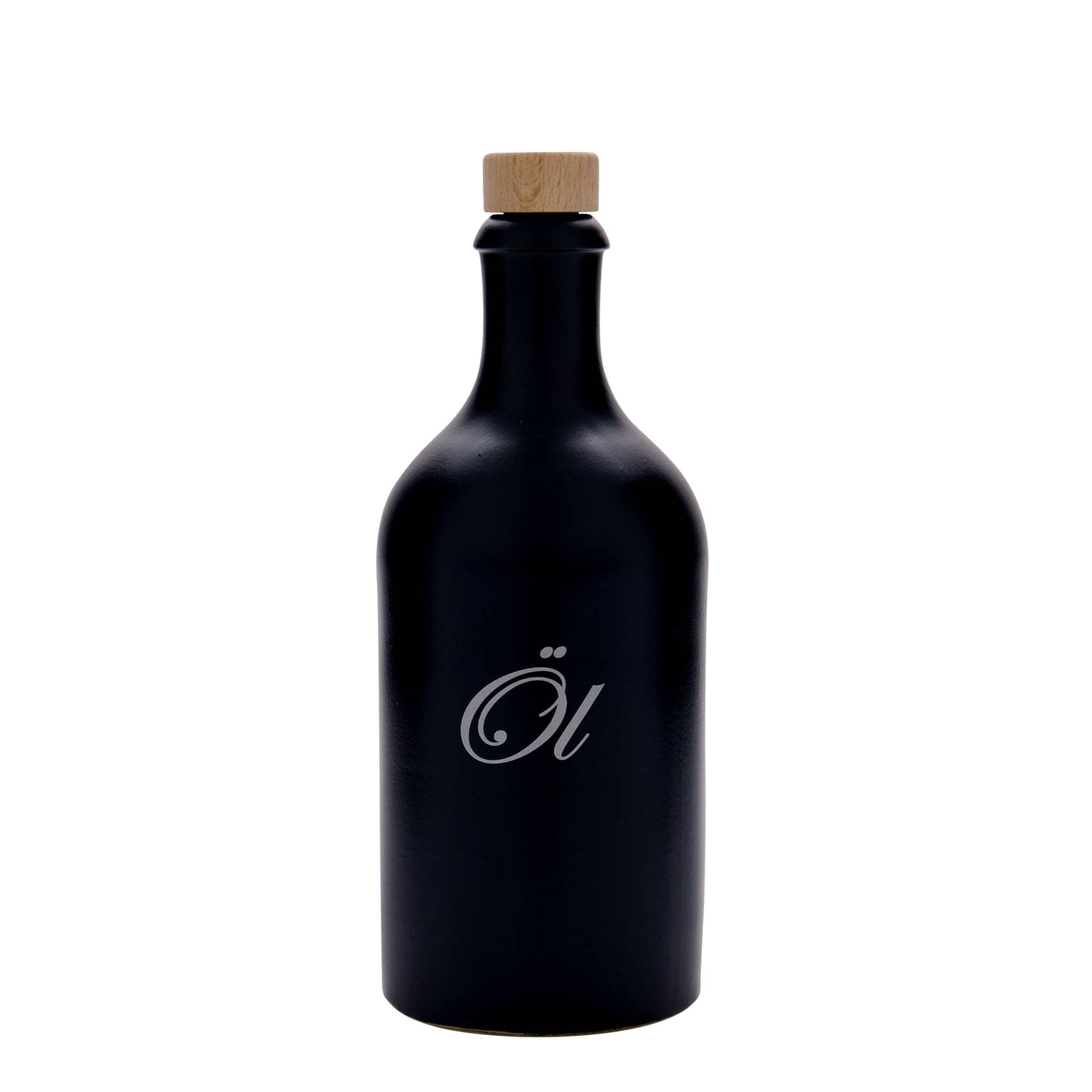 500 ml-es agyagedény, motívum: olaj, kőedény, fekete, nyílás: parafa