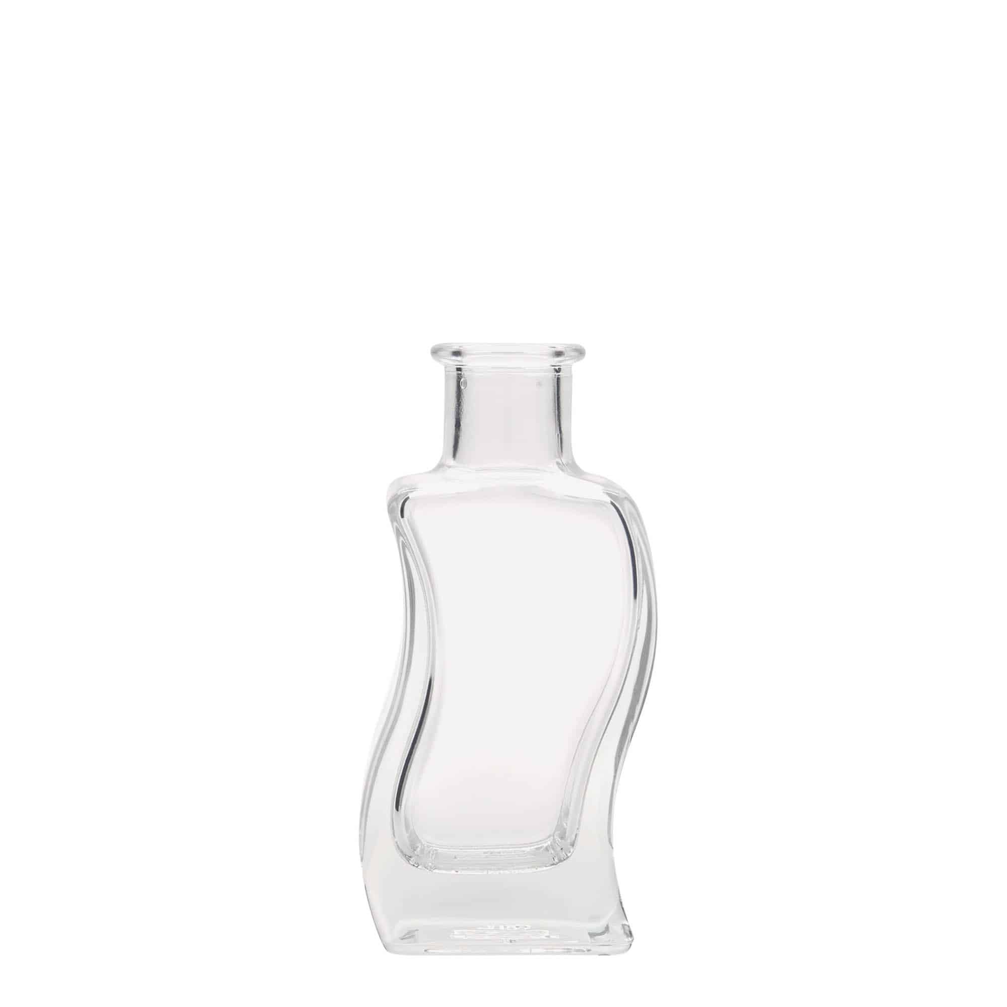 100 ml-es üvegpalack 'Welle', négyzet alakú, szájnyílás: parafadugó