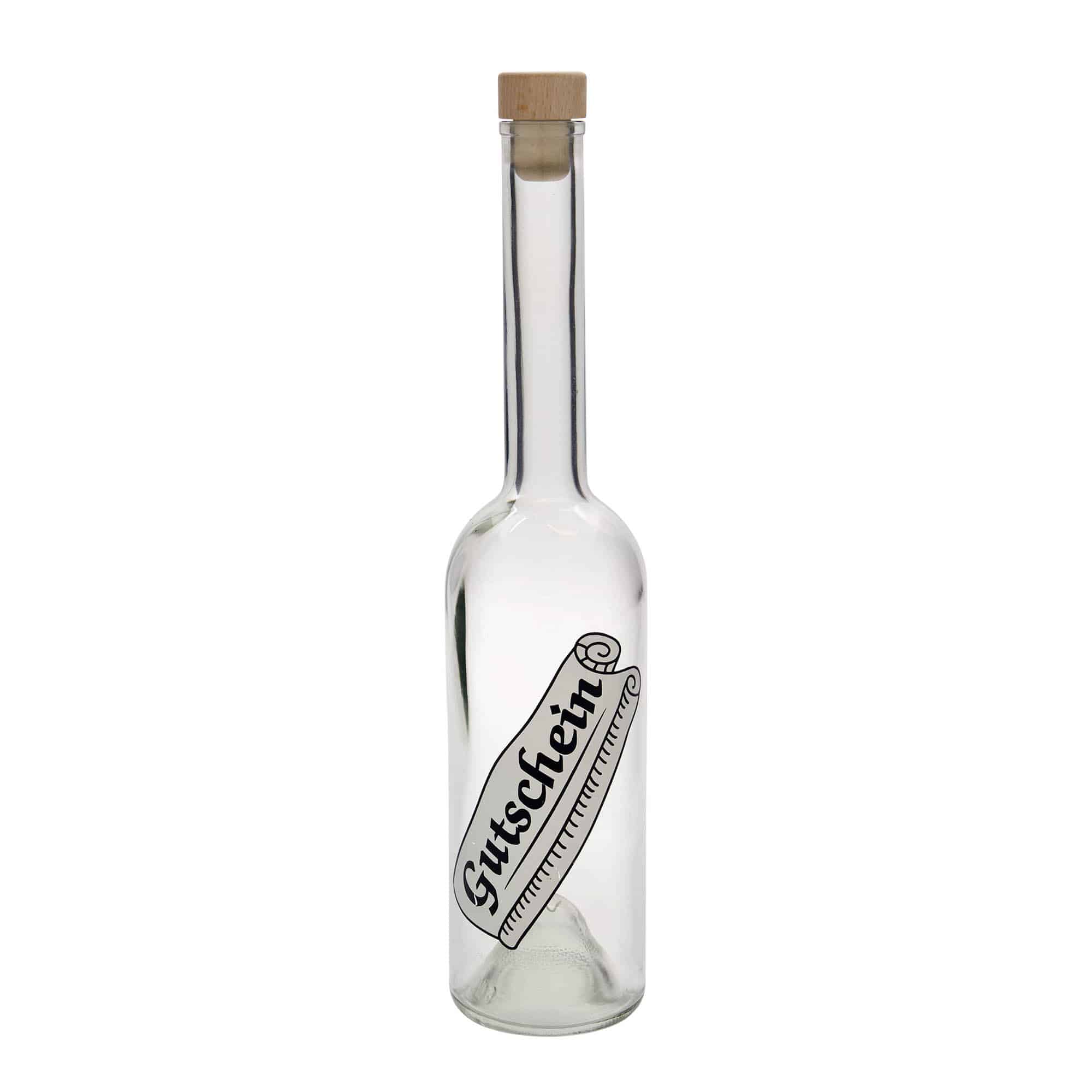 500 ml üvegpalack 'Opera', motívum: utalvány, nyílás: parafa