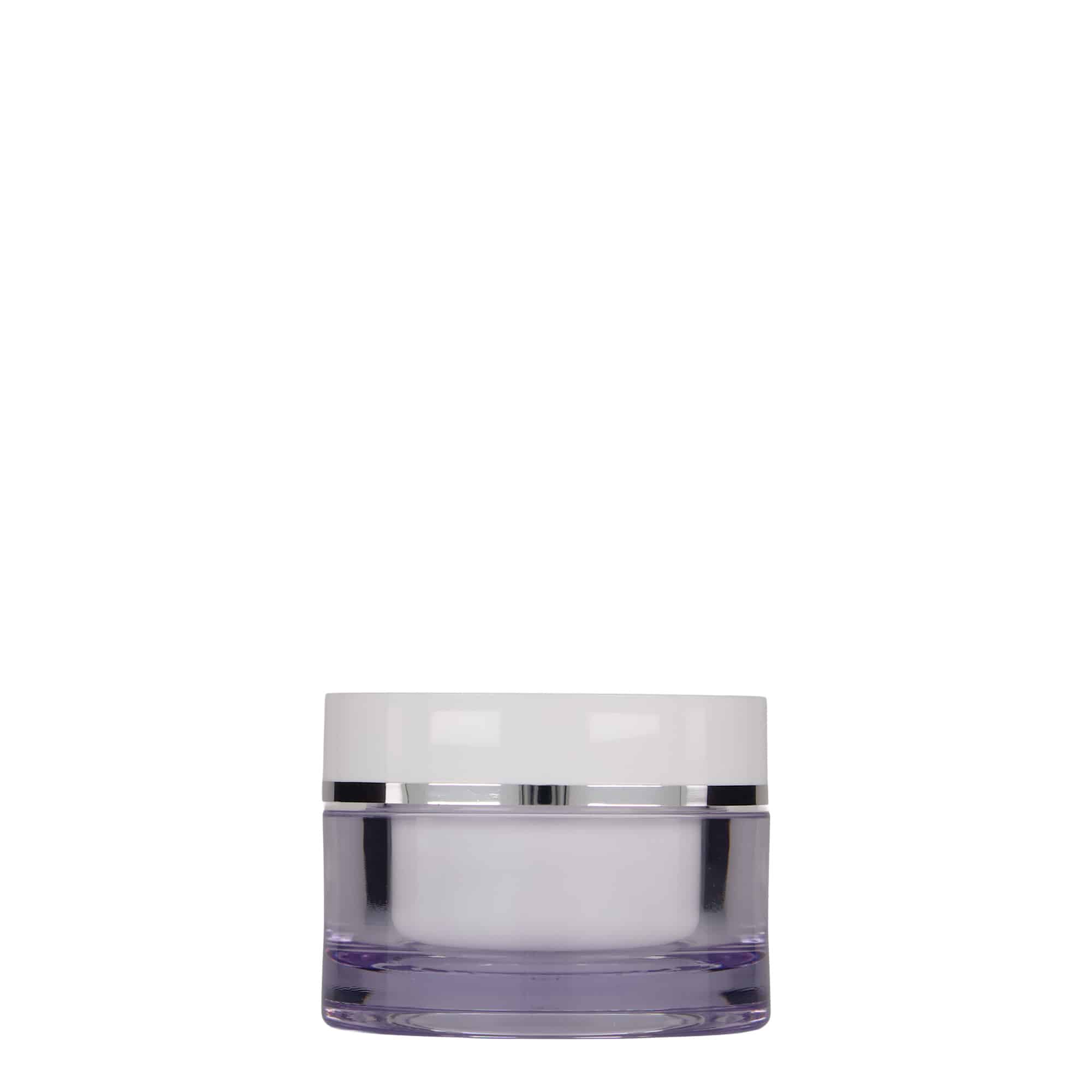 50 ml tégely, SAN műanyag, fehér, nyílás: csavarzár