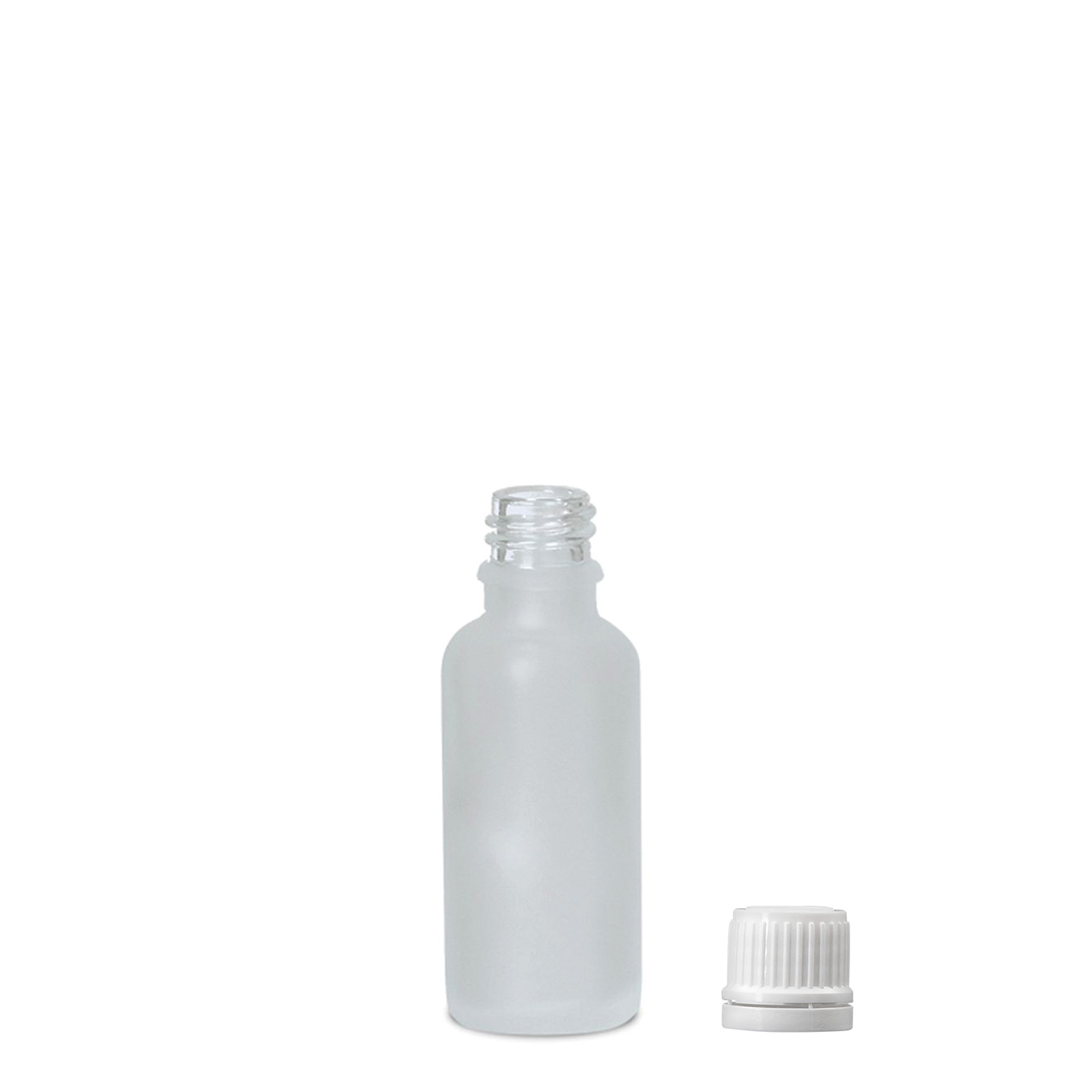 30 ml orvosi üveg, üveg, jegesített, nyílás: DIN 18 30 ml orvosi üveg, üveg, jegesített, nyílás: DIN 18