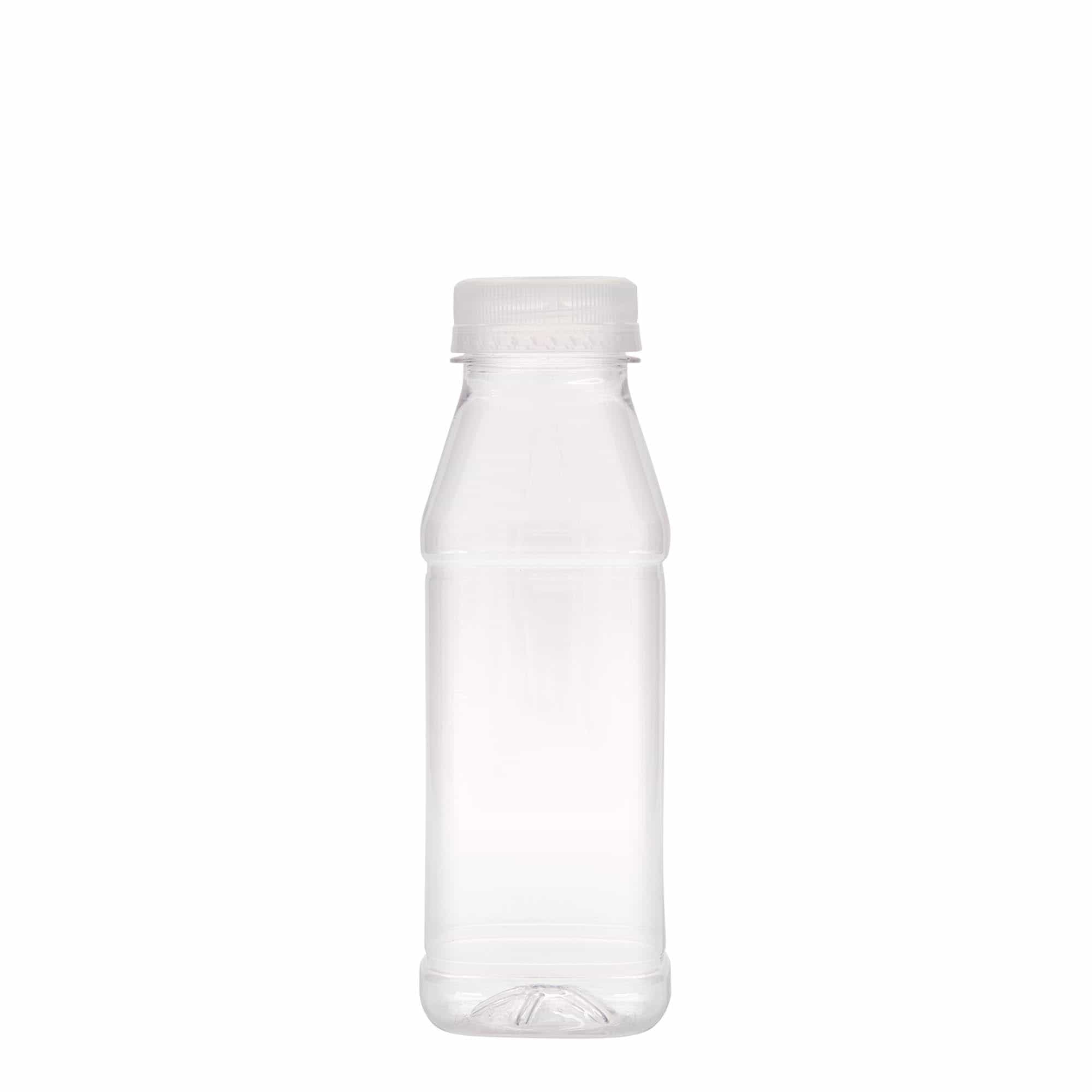 330 ml PET-palack 'Milk and Juice Carré', négyzet alakú, műanyag, nyakátmérő: 38 mm