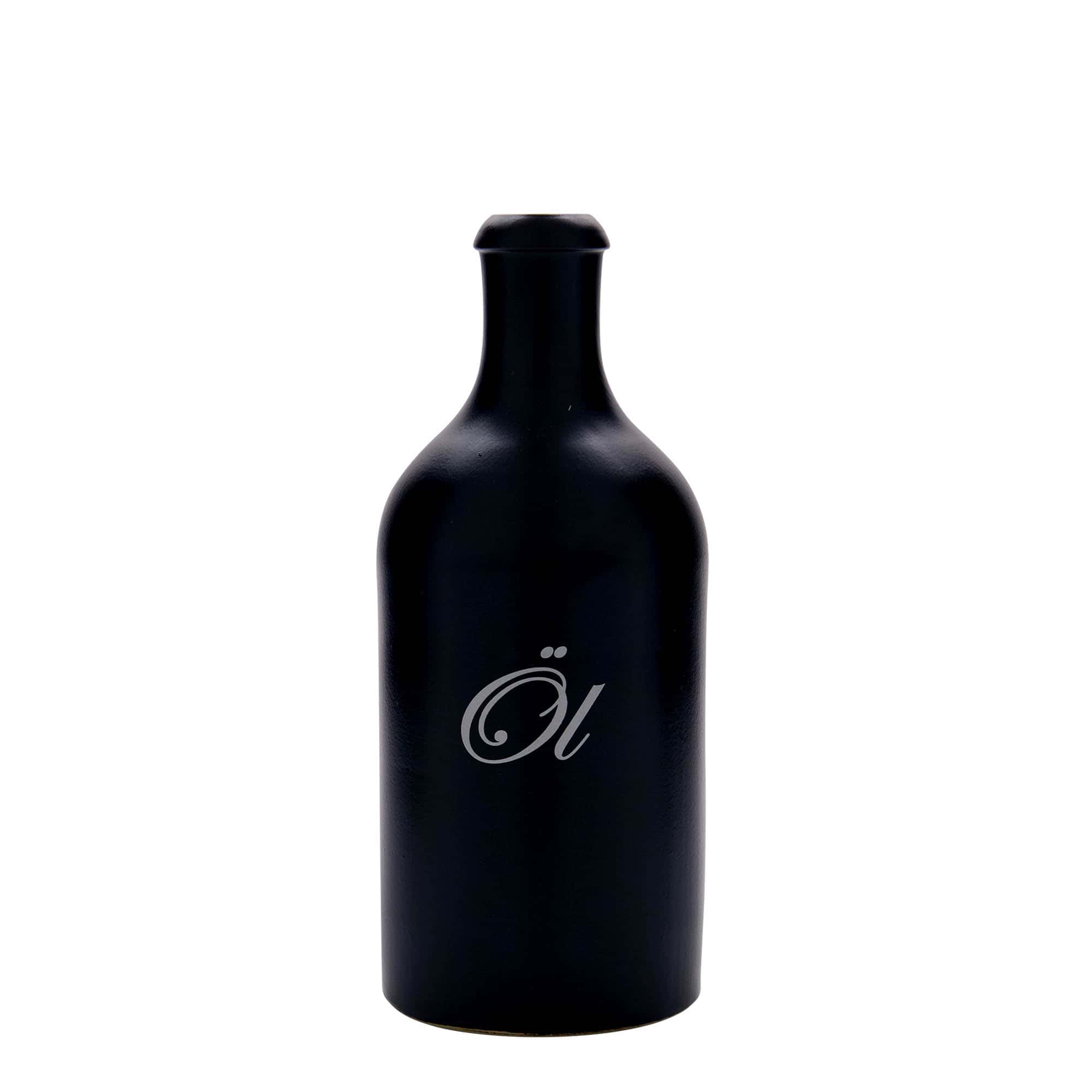 500 ml-es agyagkorsó, motívum: Olaj, kőagyag, fekete, szájnyílás: parafadugó 500 ml-es agyagkorsó, motívum: Olaj, kőagyag, fekete, szájnyílás: parafadugó
