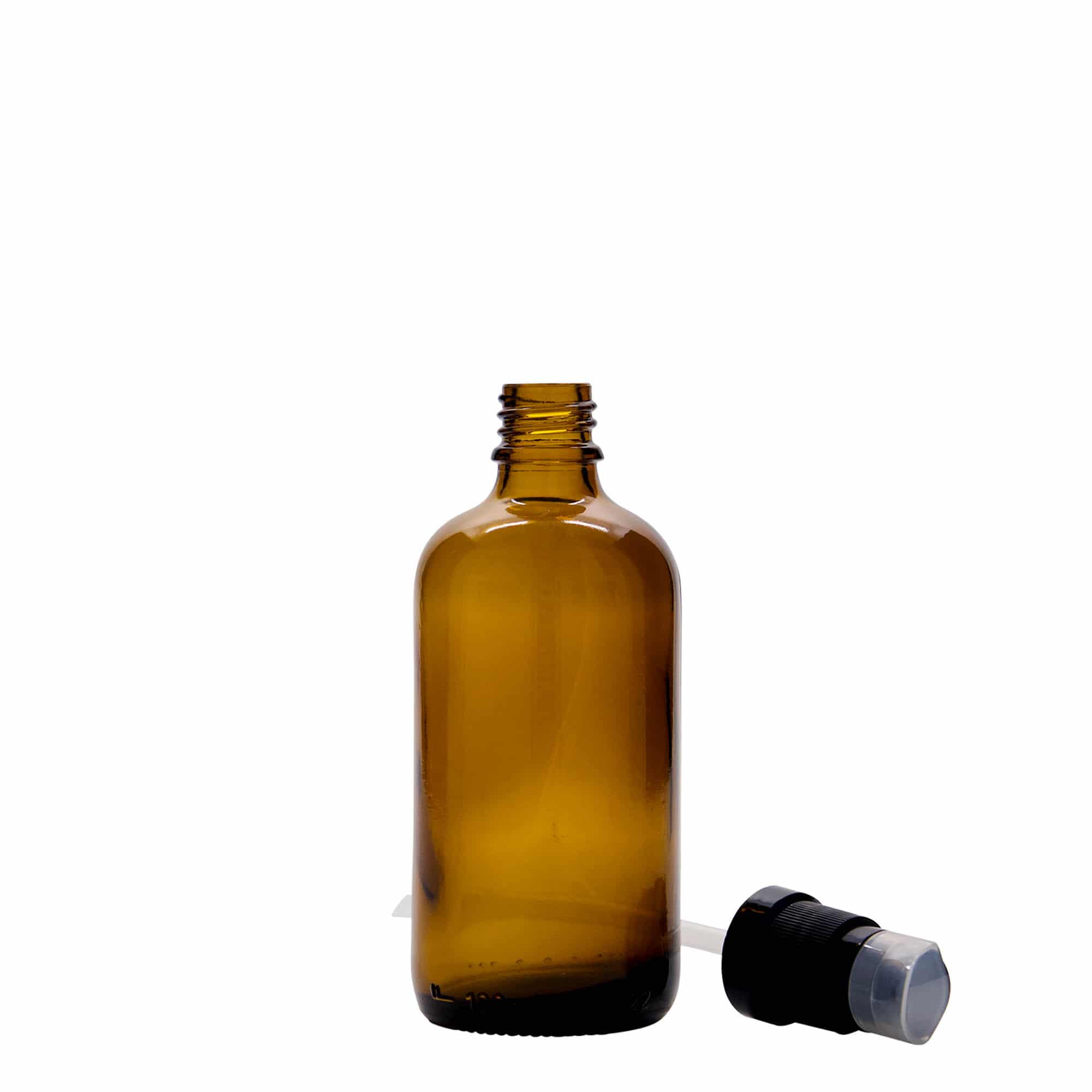 100 ml orvosi üveg lotionadagolóval, üveg, barna, nyílás: DIN 18