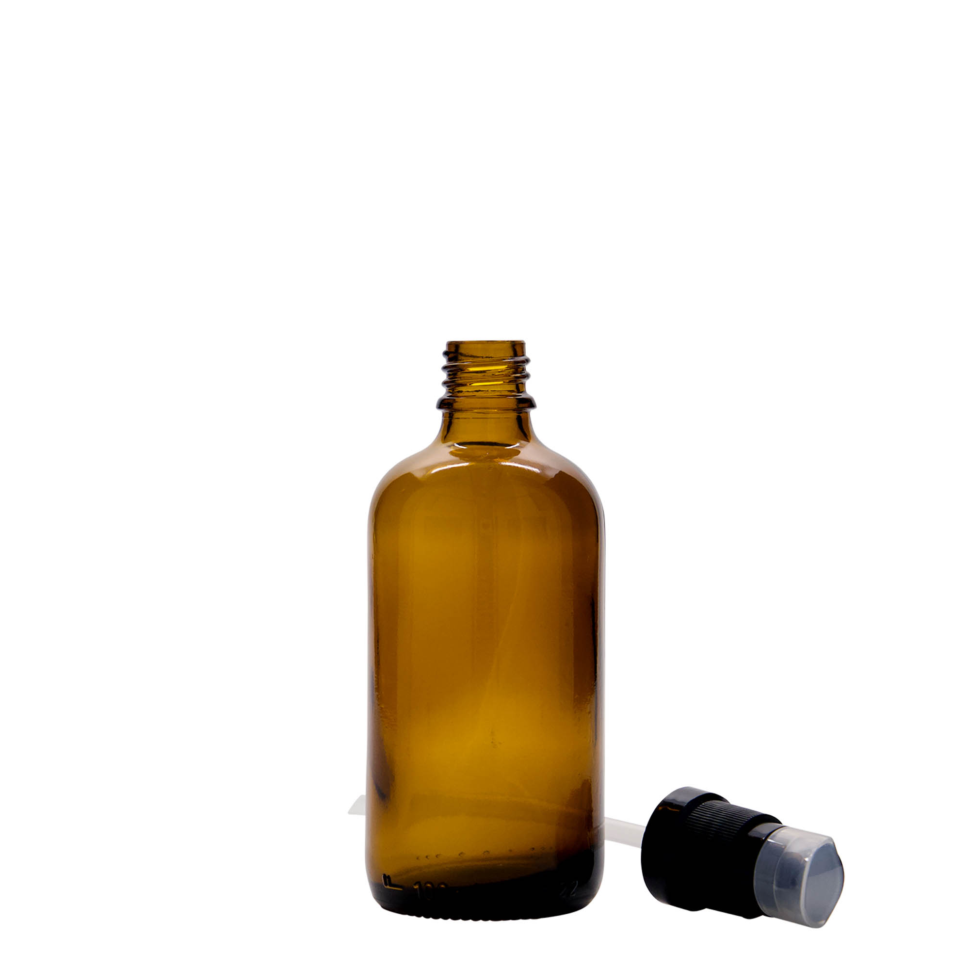 100 ml orvosi üveg lotionadagolóval, üveg, barna, nyílás: DIN 18 100 ml orvosi üveg lotionadagolóval, üveg, barna, nyílás: DIN 18