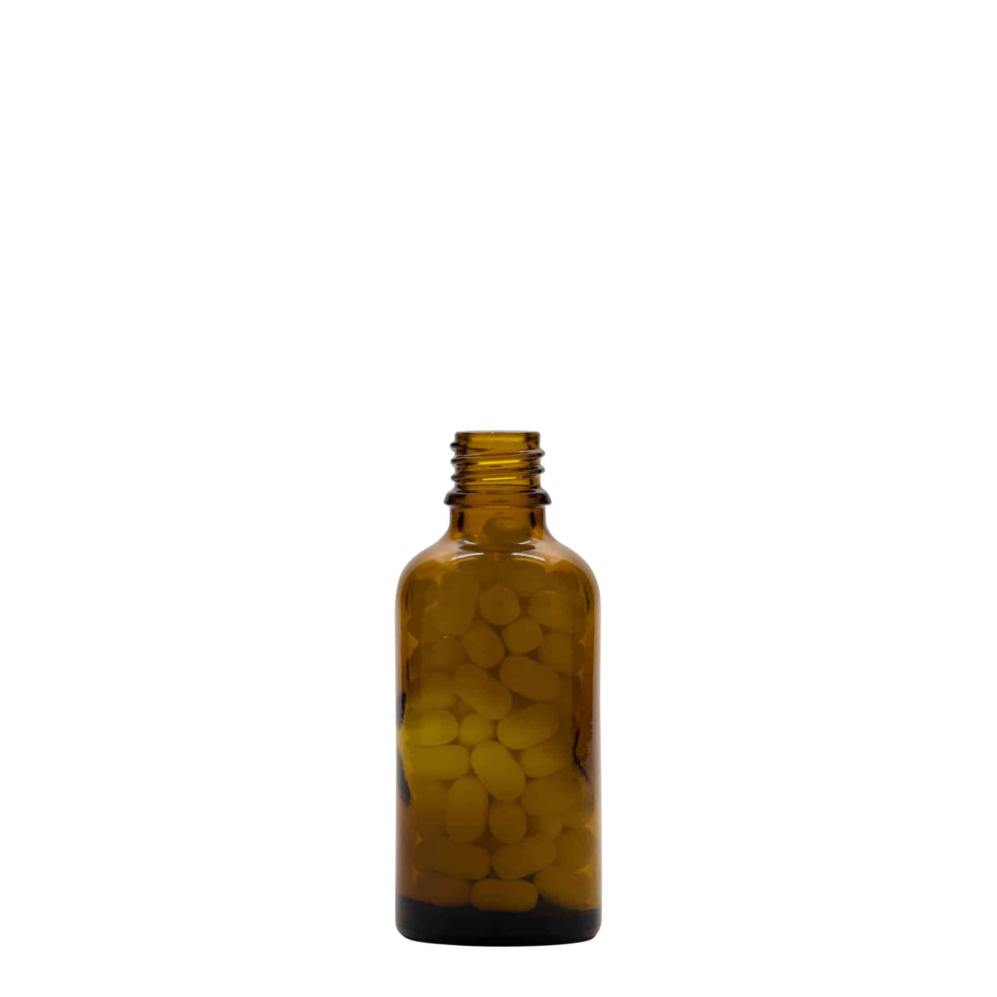 50 ml orvosi üveg, barna, nyílás: DIN 18