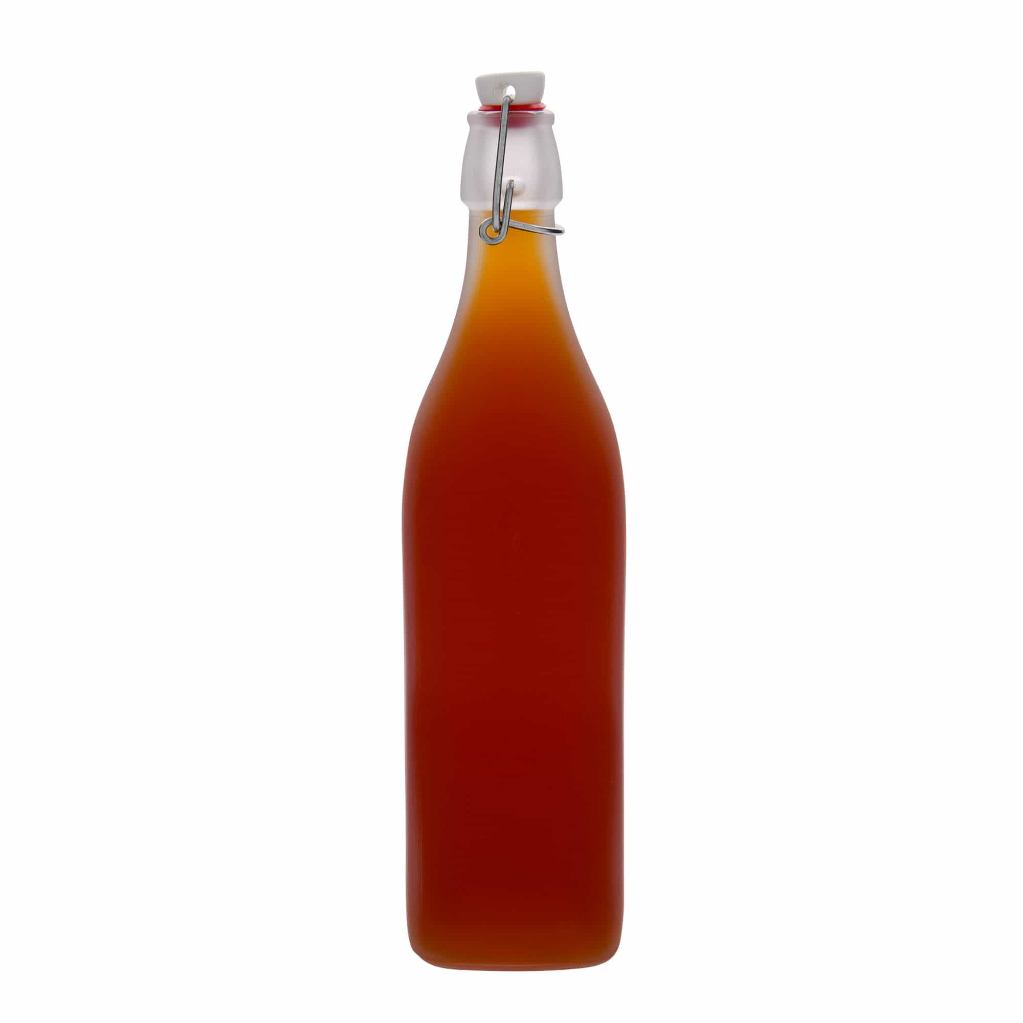1.000 ml üvegpalack 'Swing, négyzet alakú, jégfagyott, nyílás: patentzár 1.000 ml üvegpalack 'Swing, négyzet alakú, jégfagyott, nyílás: patentzár