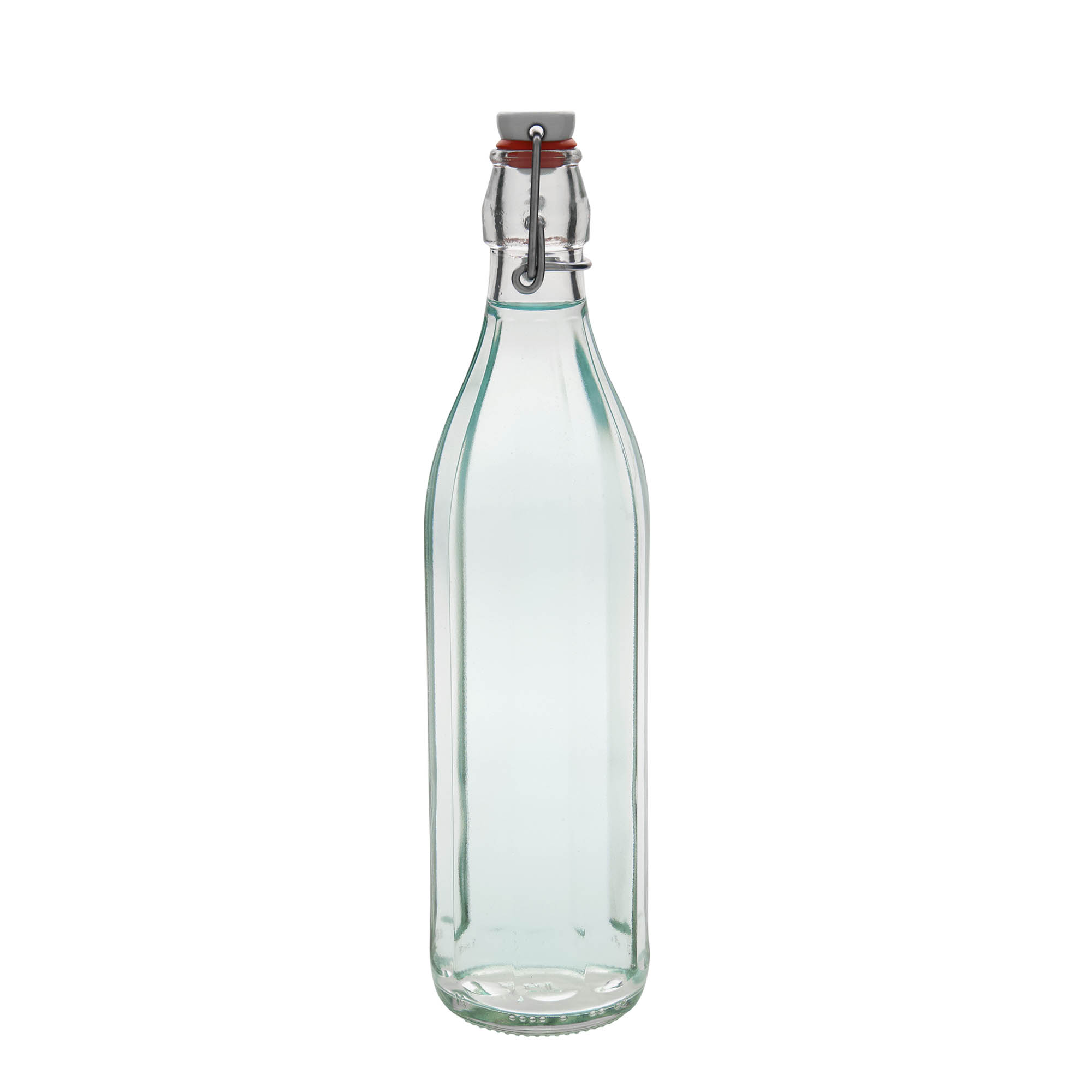 750 ml üvegpalack 'Bravo', tízszögletű, nyak: patentzár