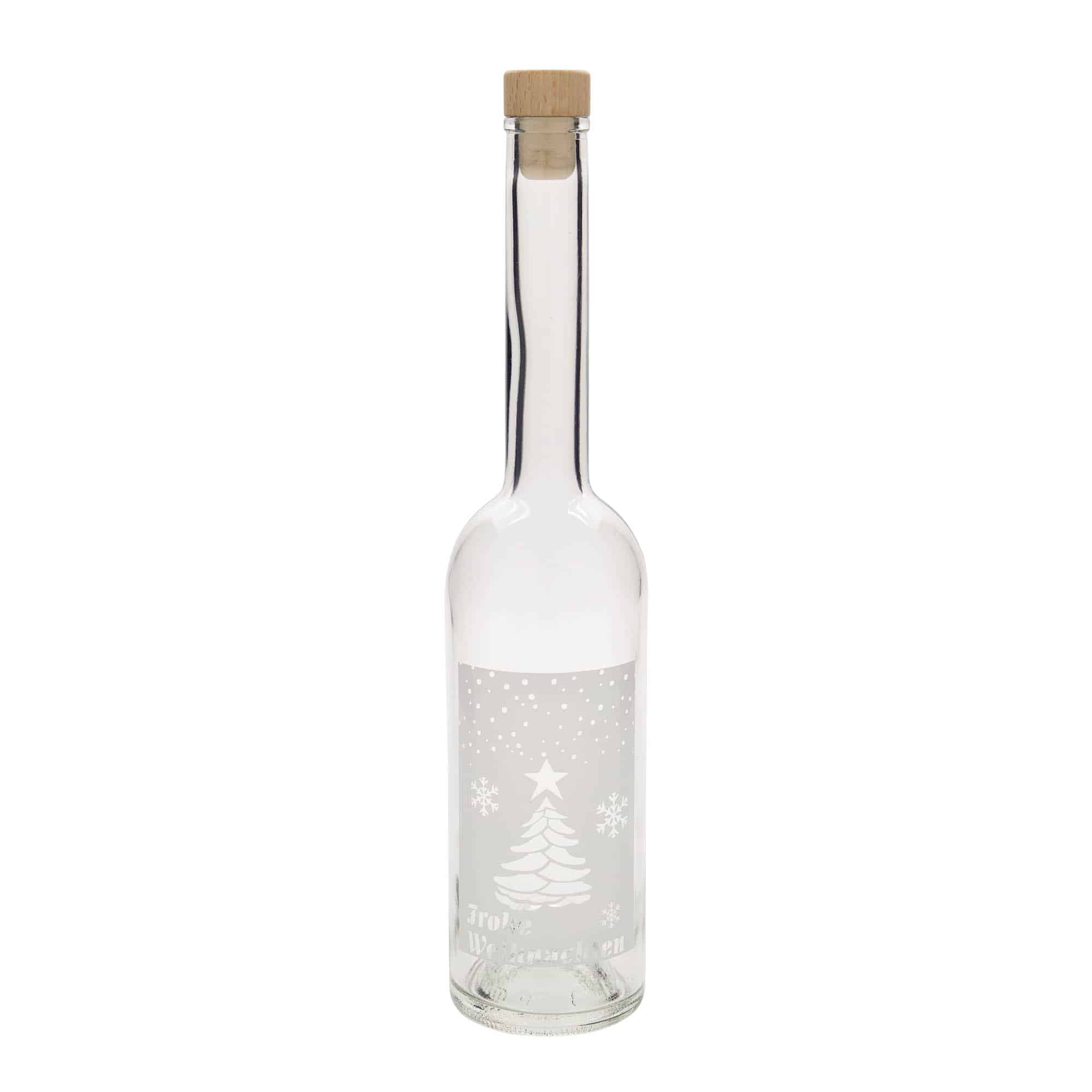 500 ml üvegpalack 'Opera', motívum: Fehér karácsony, nyak: parafa