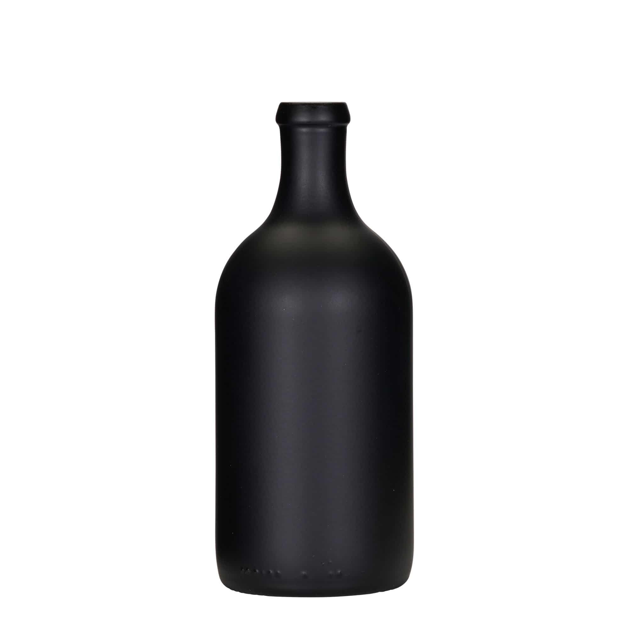 500 ml üvegpalack 'Ginevra Leggera', fekete, nyílás: parafa