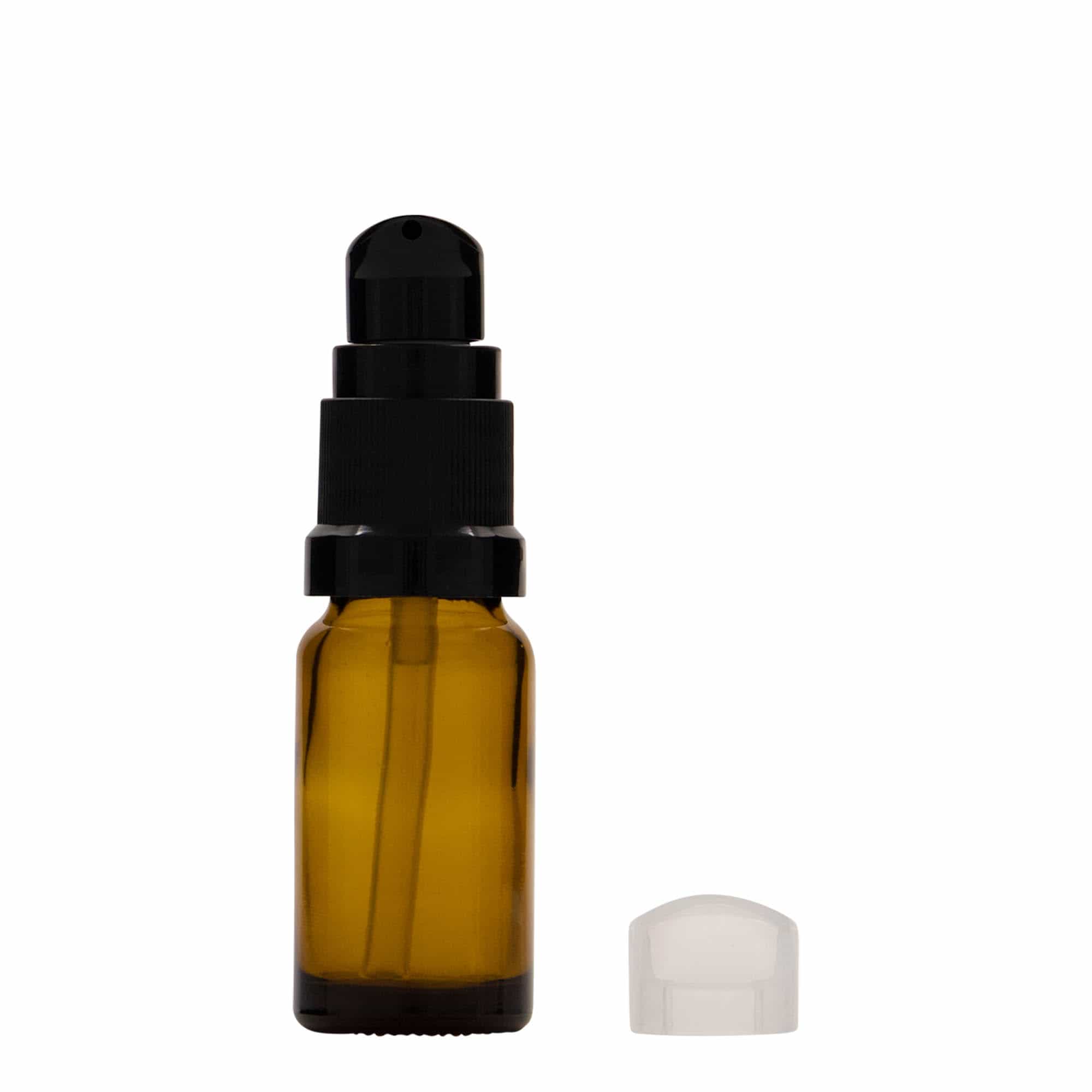 10 ml orvosi üveg lotionpumpával, üveg, barna, nyílás: DIN 18