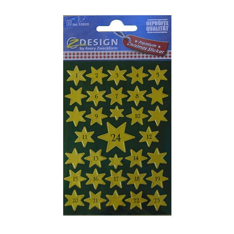 Zweckform matrica 'Adventi naptár 1-24', papír, arany