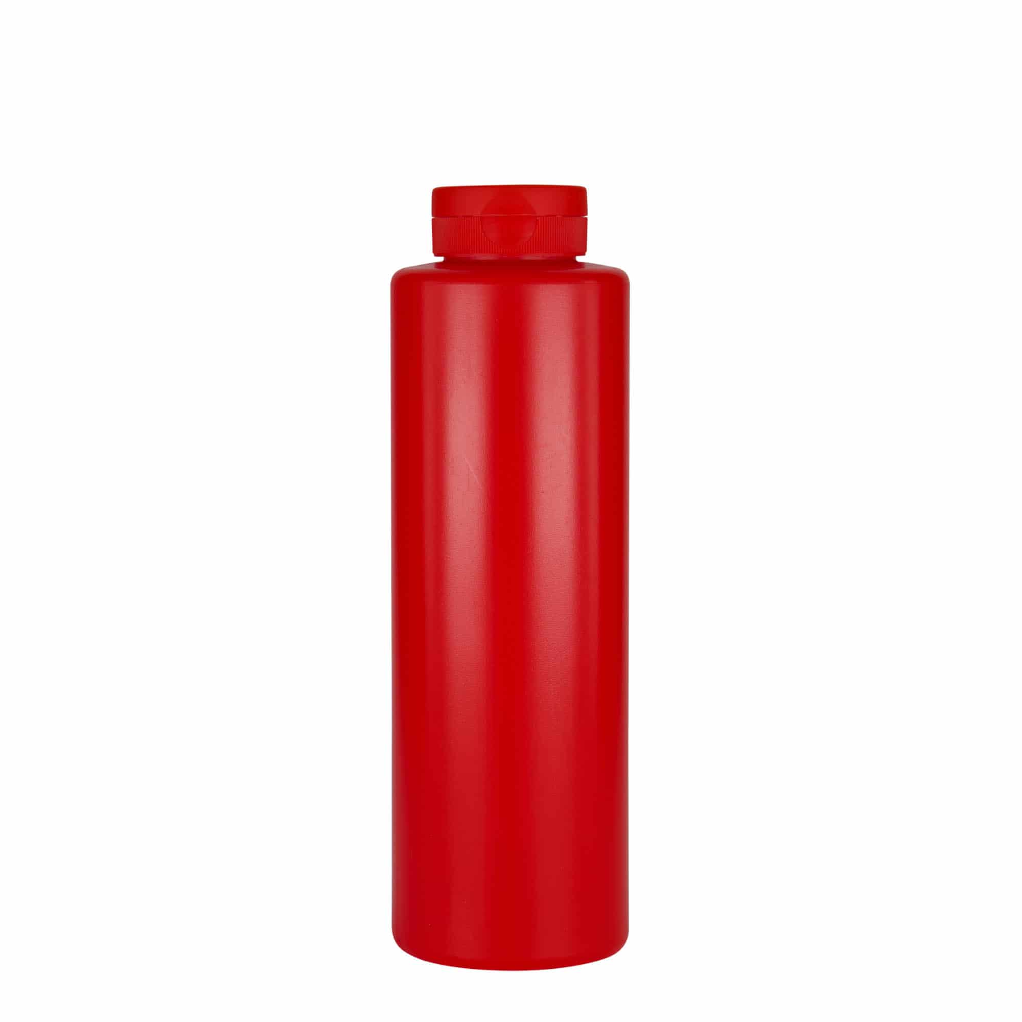 500 ml szószos üveg, LDPE műanyag, piros, nyílás: 38/400