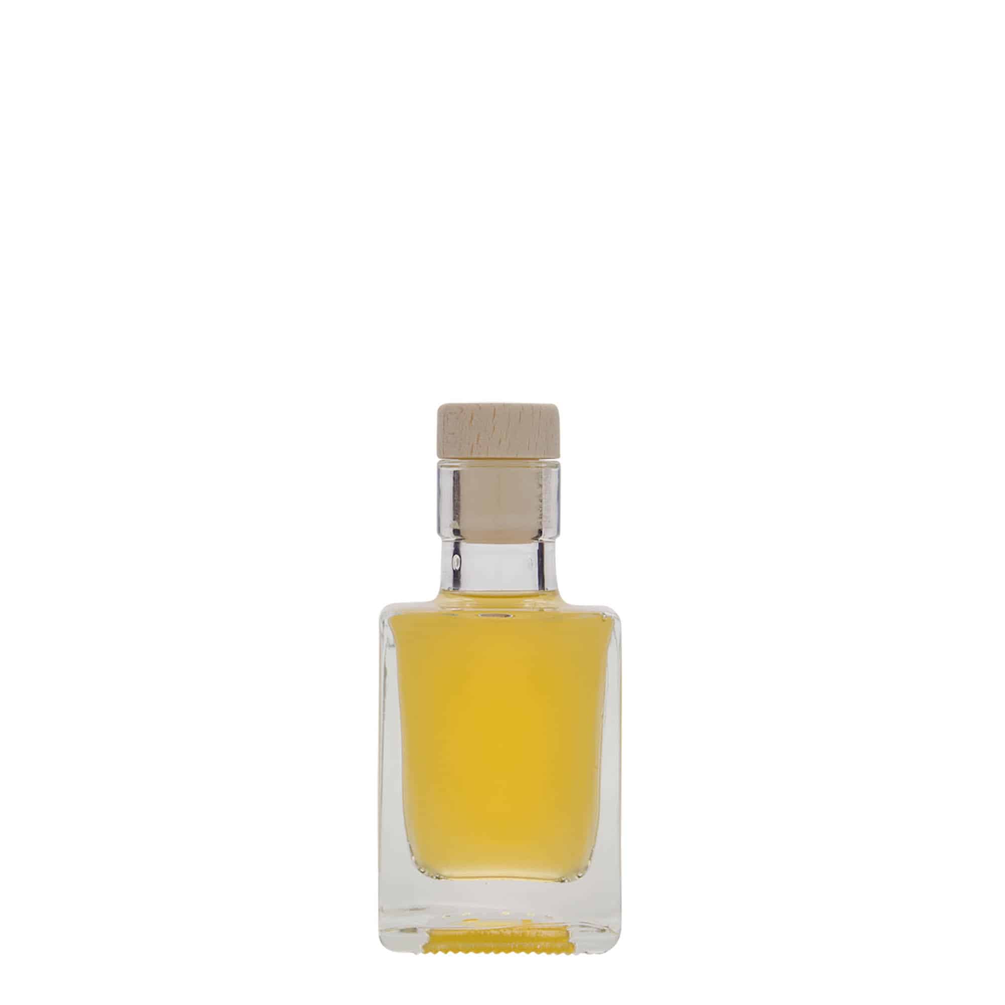 50 ml-es üvegpalack 'Cube', négyzet alakú, szájnyílás: parafadugó