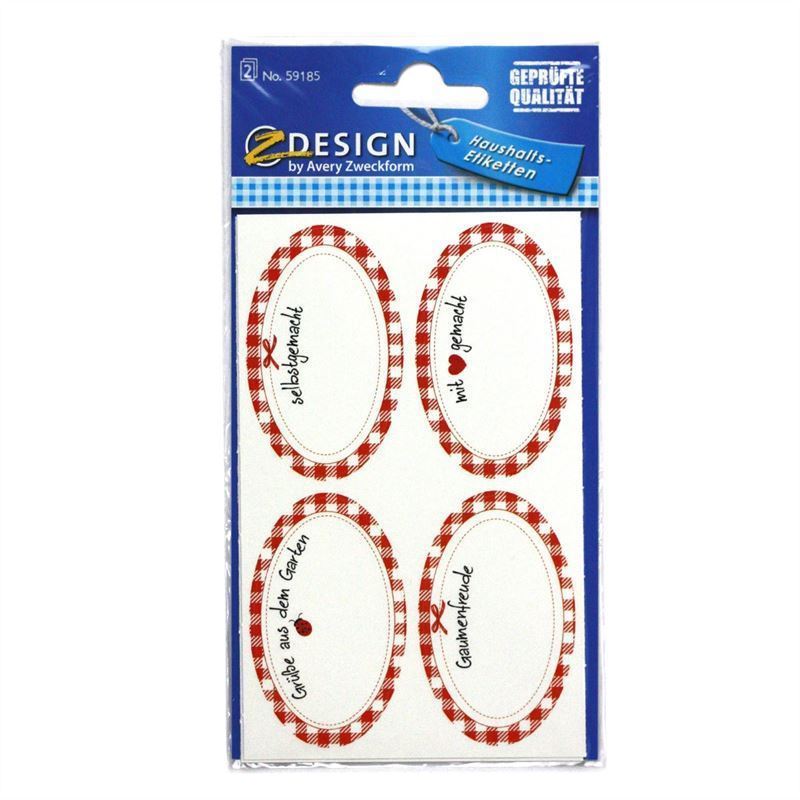 Zweckform címkék „Házi készítésű”, ovális, papír, több színű